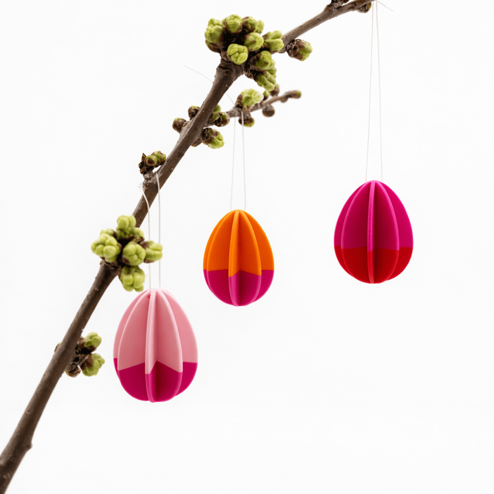 3 Ostereier zum Aufhängen - 3D Drucker - Pink Rosa Orange Jeka - malmichbuntbest.com