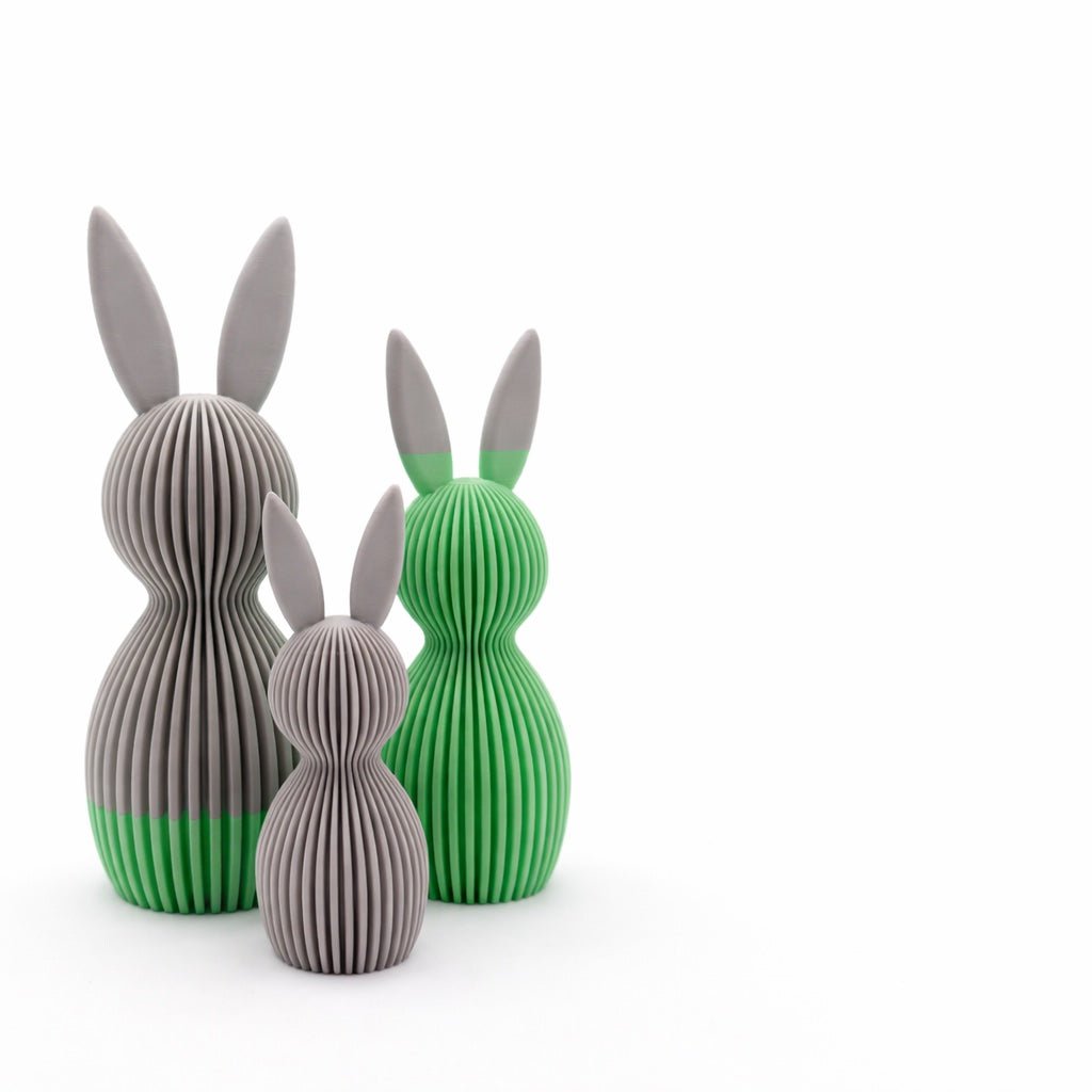 3 Osterhasen aus dem 3D - Drucker - Grau - Mint Jeka - malmichbuntbest.com