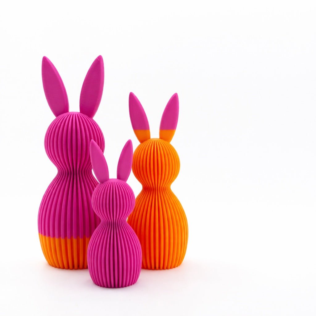 3 Osterhasen aus dem 3D Drucker - Pink Orange Jeka - malmichbuntbest.com