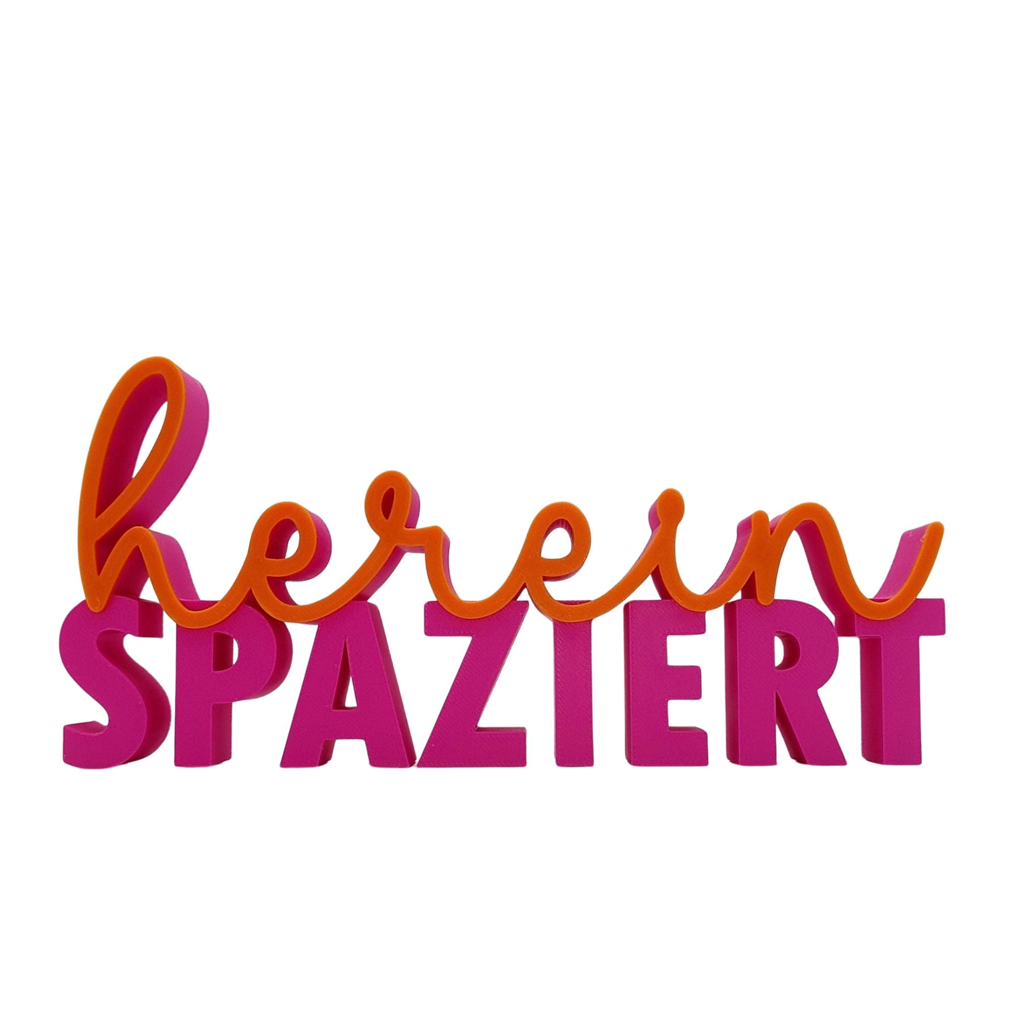 3D Drucker Schriftzug "Hereinspaziert" Pink-Orange