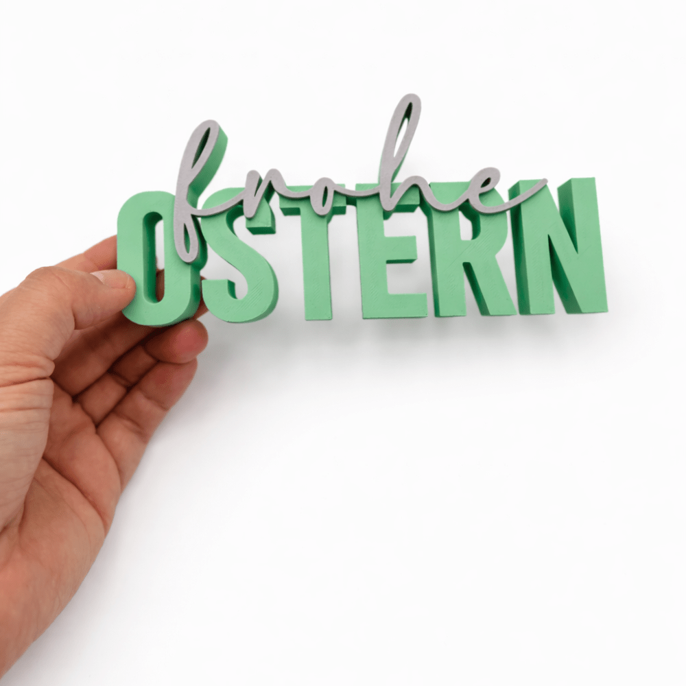 3D Drucker Schriftzug „Frohe Ostern" Mint - Grau Jeka - malmichbuntbest.com
