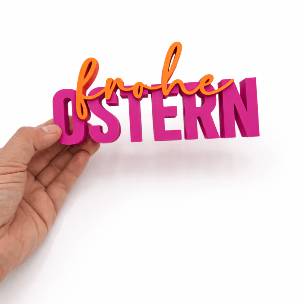 3D Drucker Schriftzug „Frohe Ostern" Pink - Orange Jeka - malmichbuntbest.com