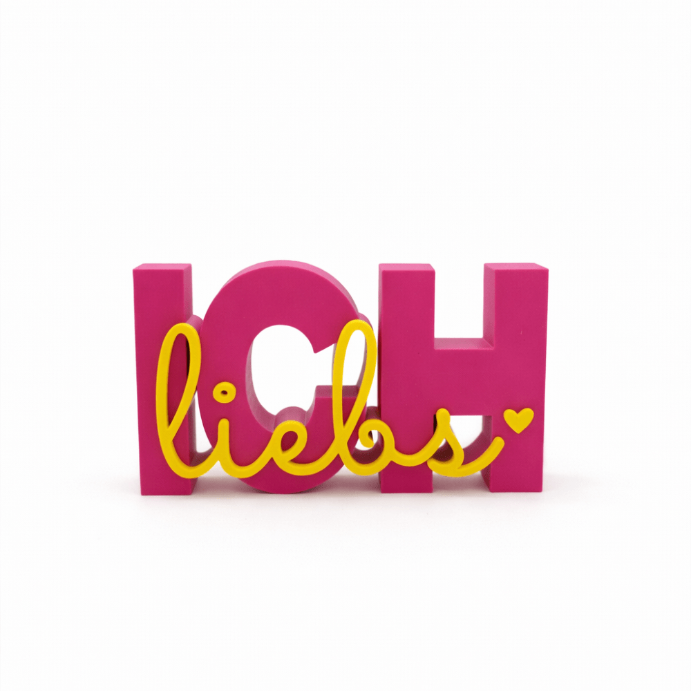 3D Drucker Schriftzug „Ich liebs“ – Pink - Gelb Jeka - malmichbuntbest.com