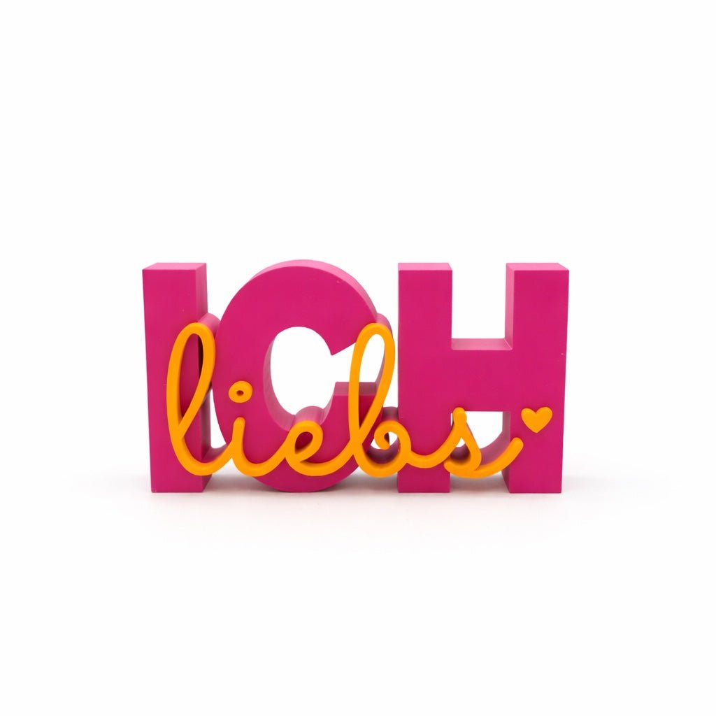 3D Drucker Schriftzug „Ich liebs“ – Pink - Orange Jeka - malmichbuntbest.com