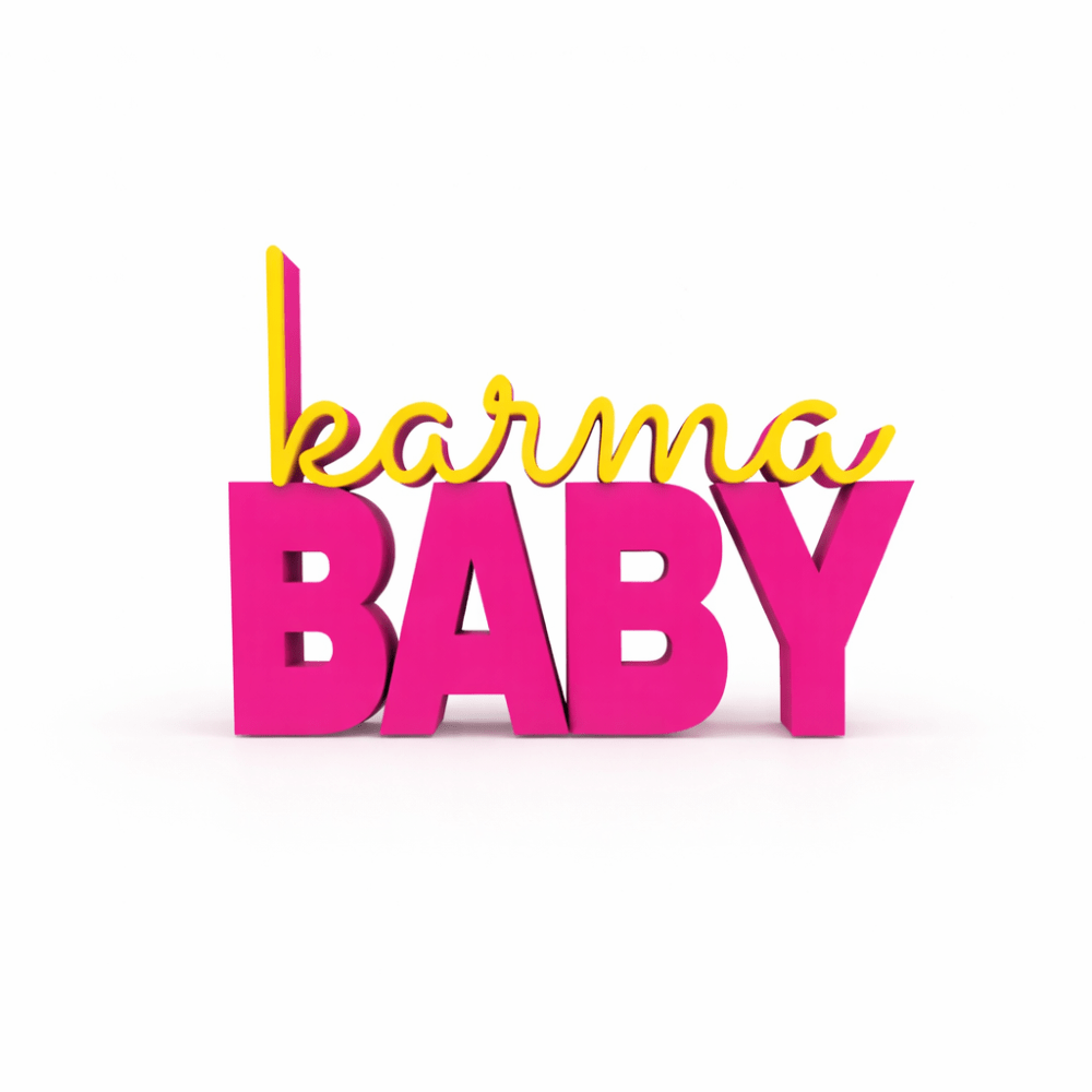 3D Drucker Schriftzug „Karma Baby“ – Pink - Gelb Jeka - malmichbuntbest.com