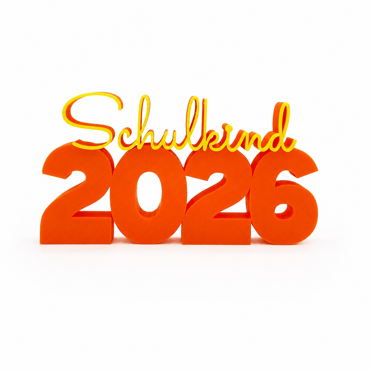 3D Drucker Schriftzug "Schulkind 2026" Gelb-Orange Jeka - malmichbuntbest.com