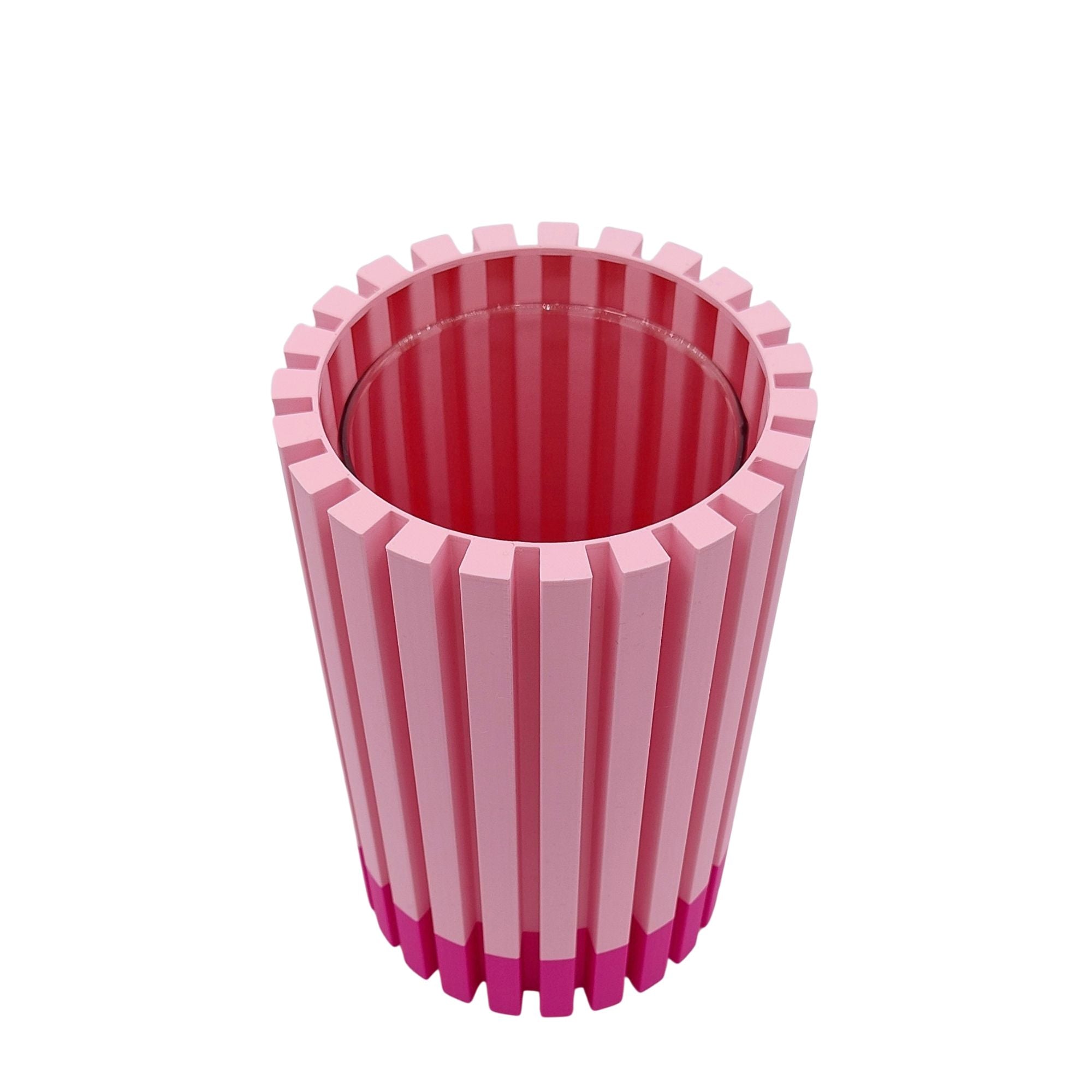 3D Drucker Vase - Rosa-Pink mit Innenvase aus Glas
