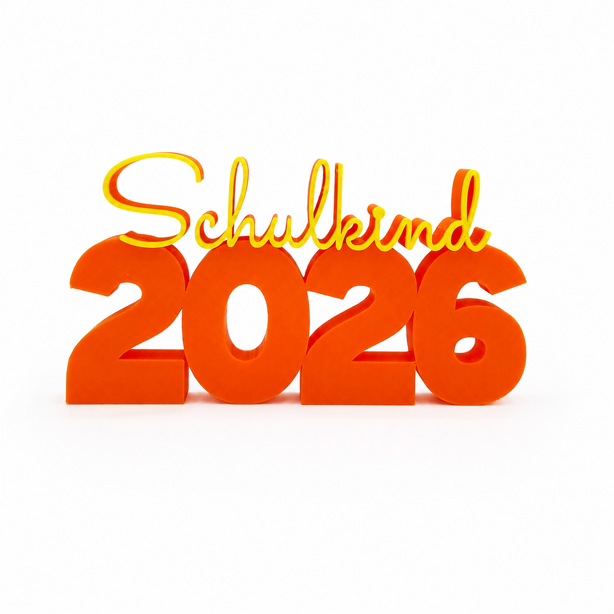 3D Drucker Schriftzug "Schulkind 2026" Gelb-Orange