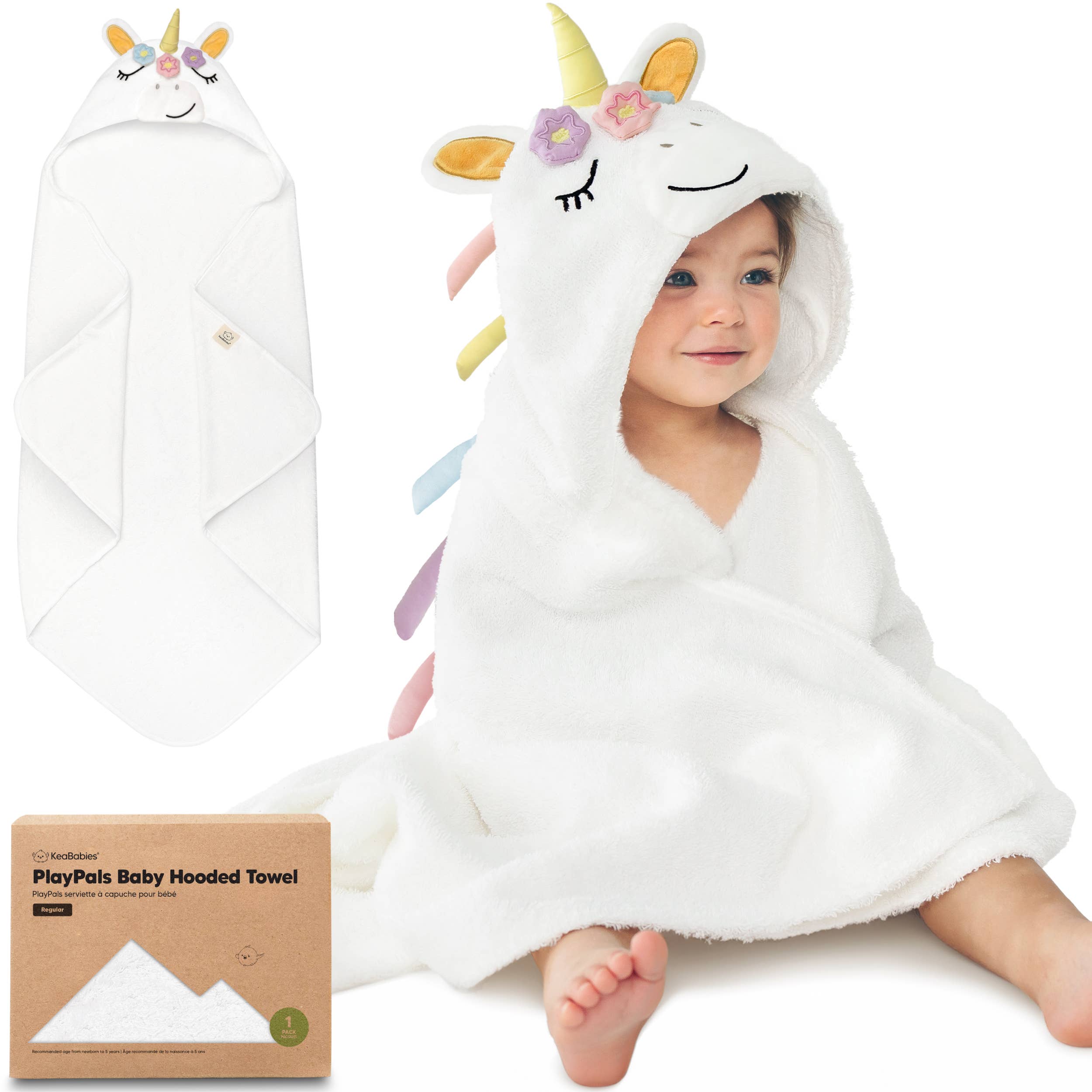 KeaBabies PlayPals Kapuzenhandtuch für Babys: Einhorn