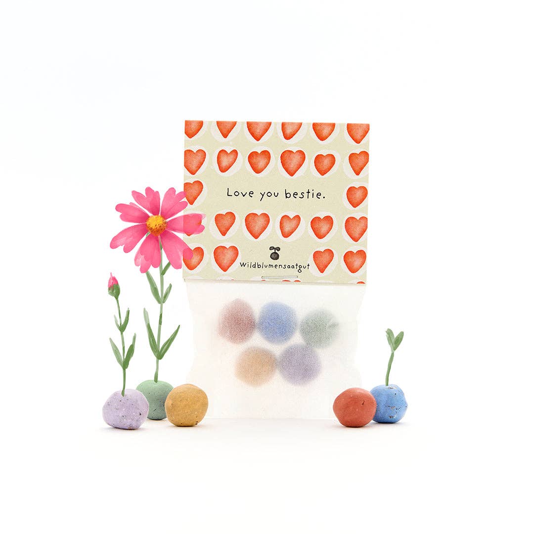 5 Blumenmurmeln im Tütchen "Love You Bestie" TDJ Stadtgärtner GmbH - malmichbuntbest.com