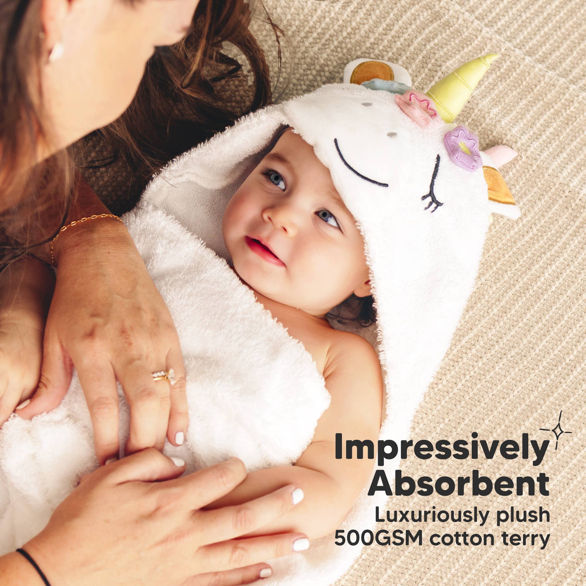 KeaBabies PlayPals Kapuzenhandtuch für Babys: Einhorn