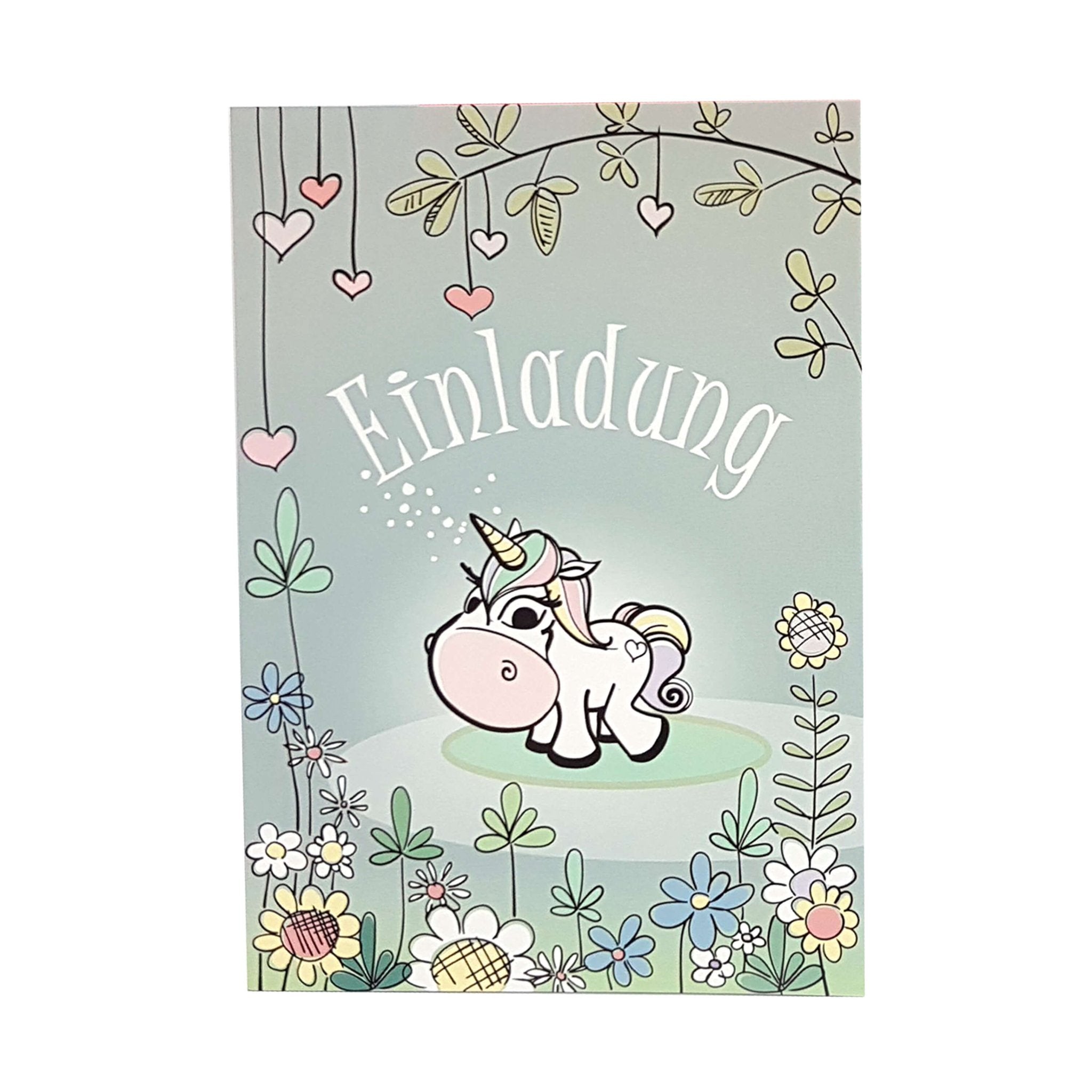 6 Einladungen "Einhorn" mit rosa Umschlägen Jeka - malmichbuntbest.com