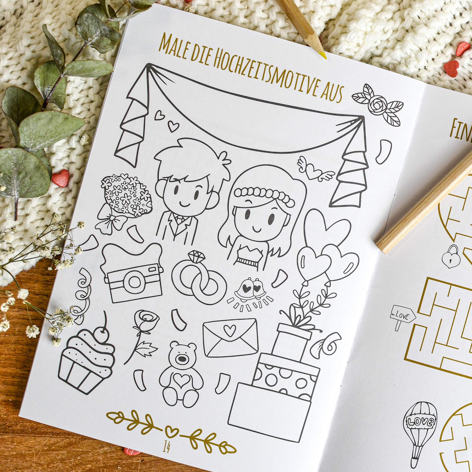 6er Set Hochzeitsmalbuch für Kinder Jeka - malmichbuntbest.com