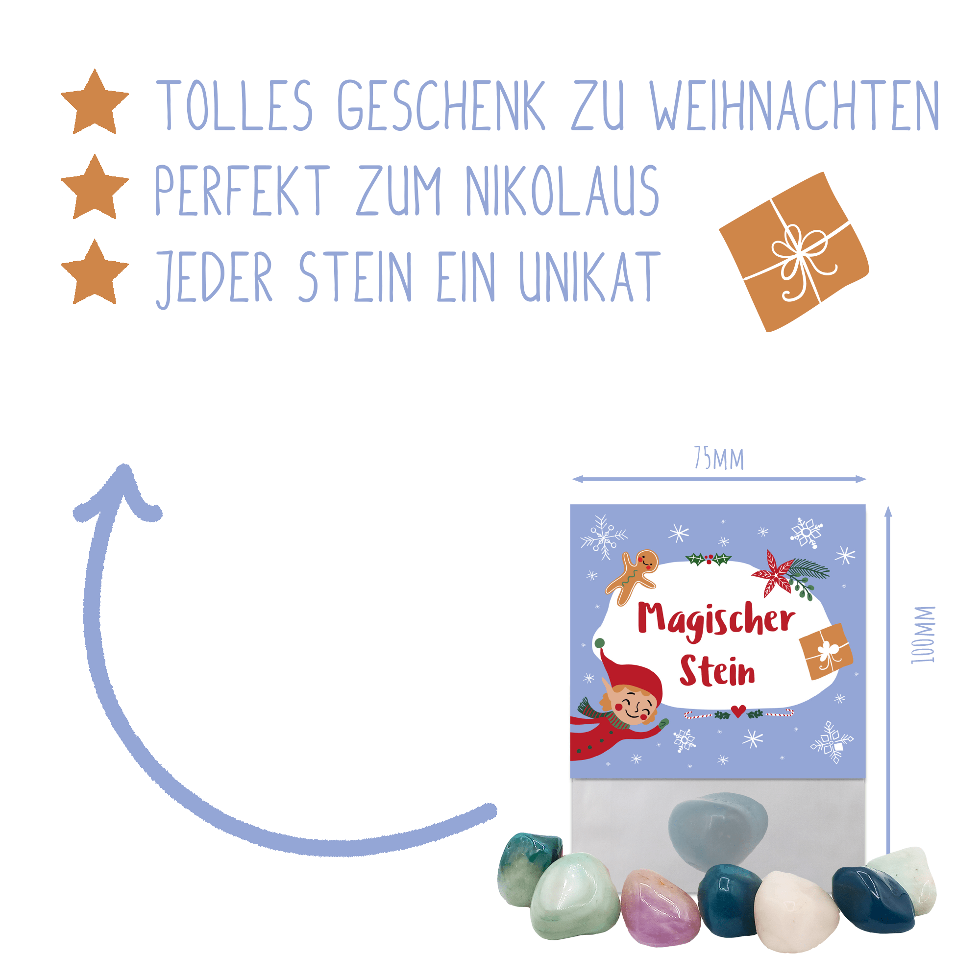 8er Set Glückssteine Weihnachten (Elf) Jeka - malmichbuntbest.com