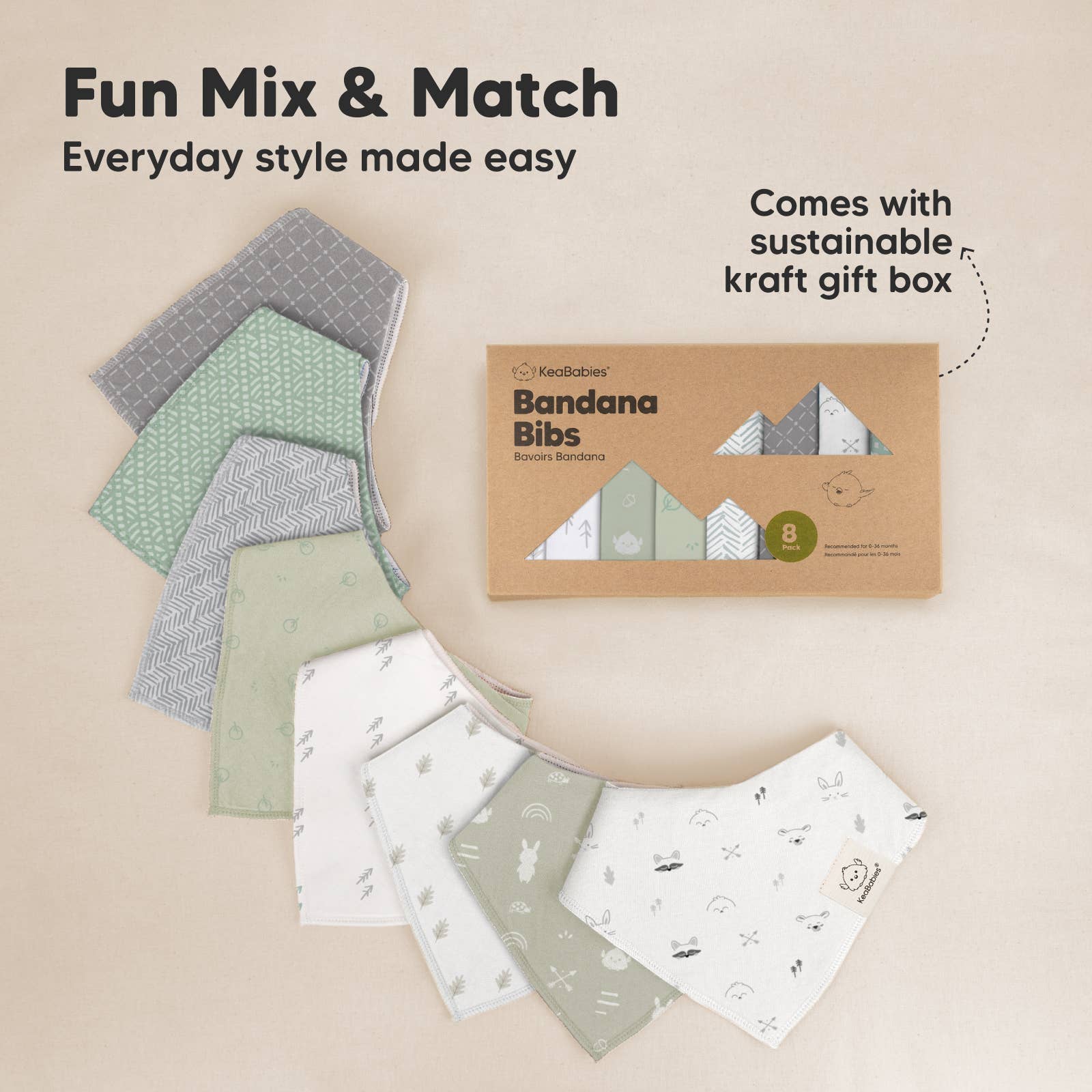 8er-Set Baby-Bandana-Lätzchen für Jungen und Mädchen: Nordisch