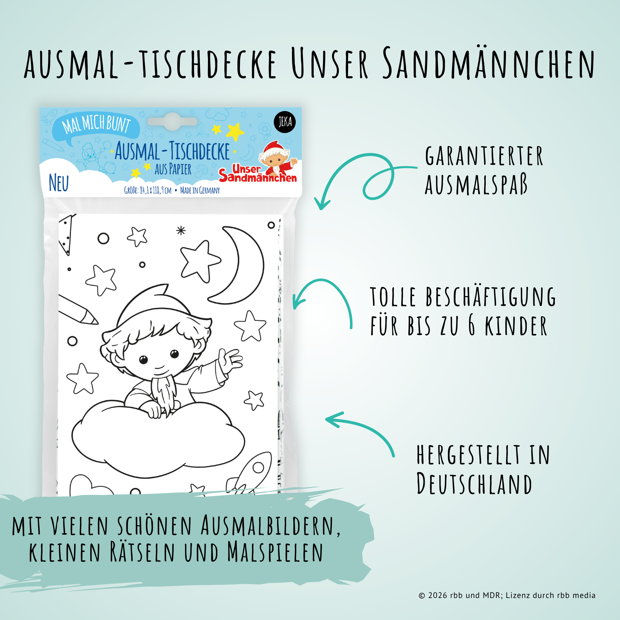 Unser Sandmännchen - Ausmal-Tischdecke aus Papier