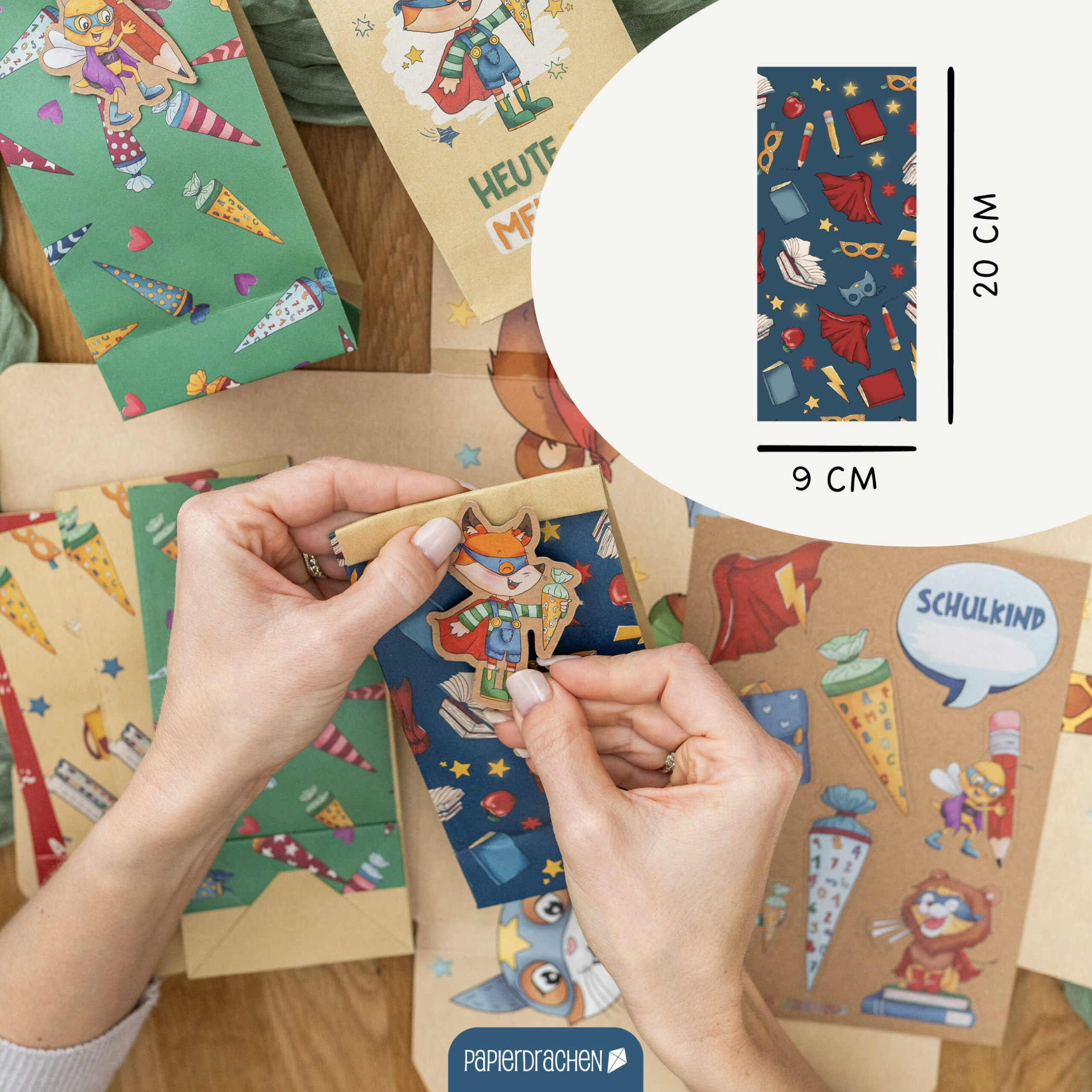 DIY Set Geschenktüten mit Anhängern - Einschulung