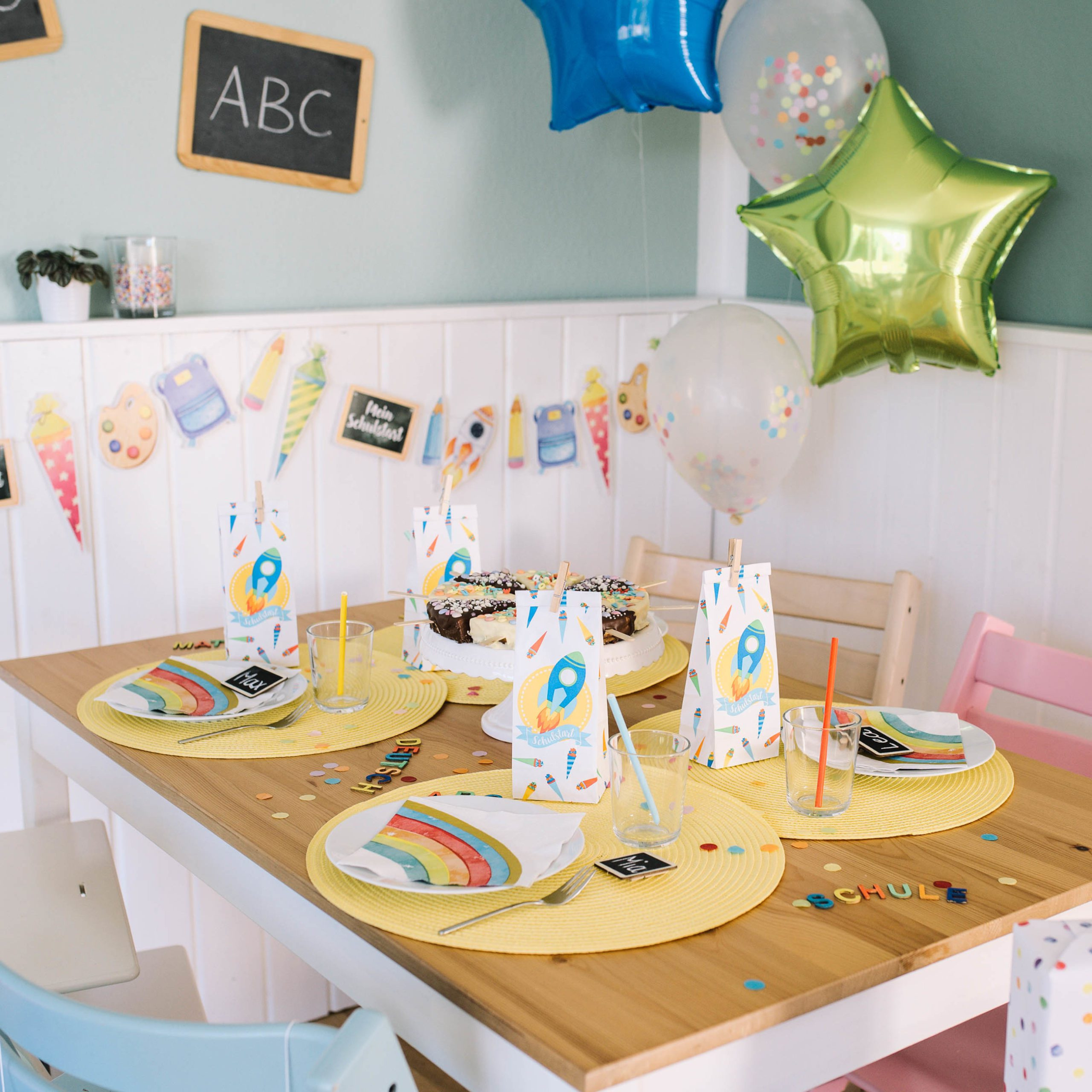 DIY Set Bedruckte Tüten zur Einschulung