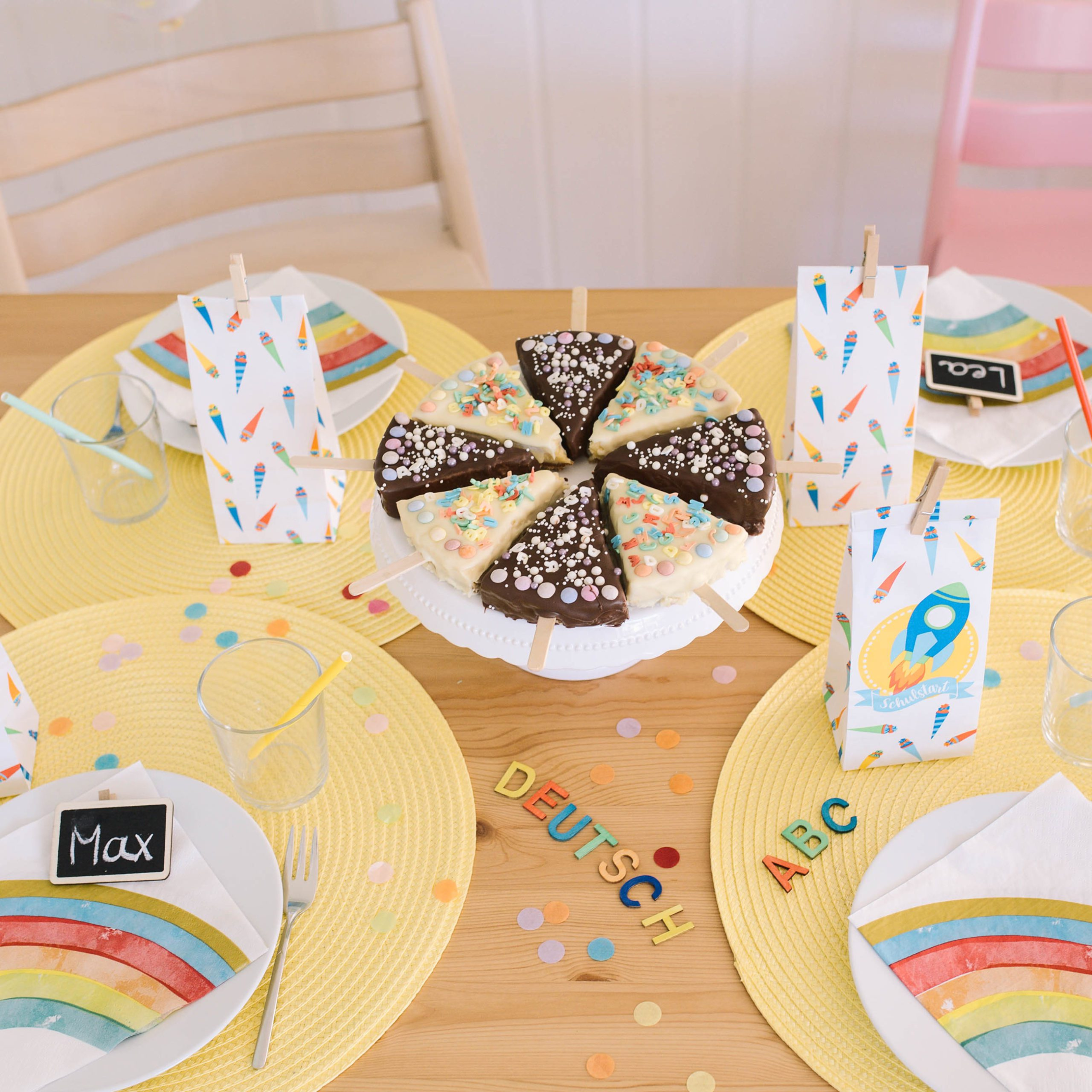 DIY Set Bedruckte Tüten zur Einschulung