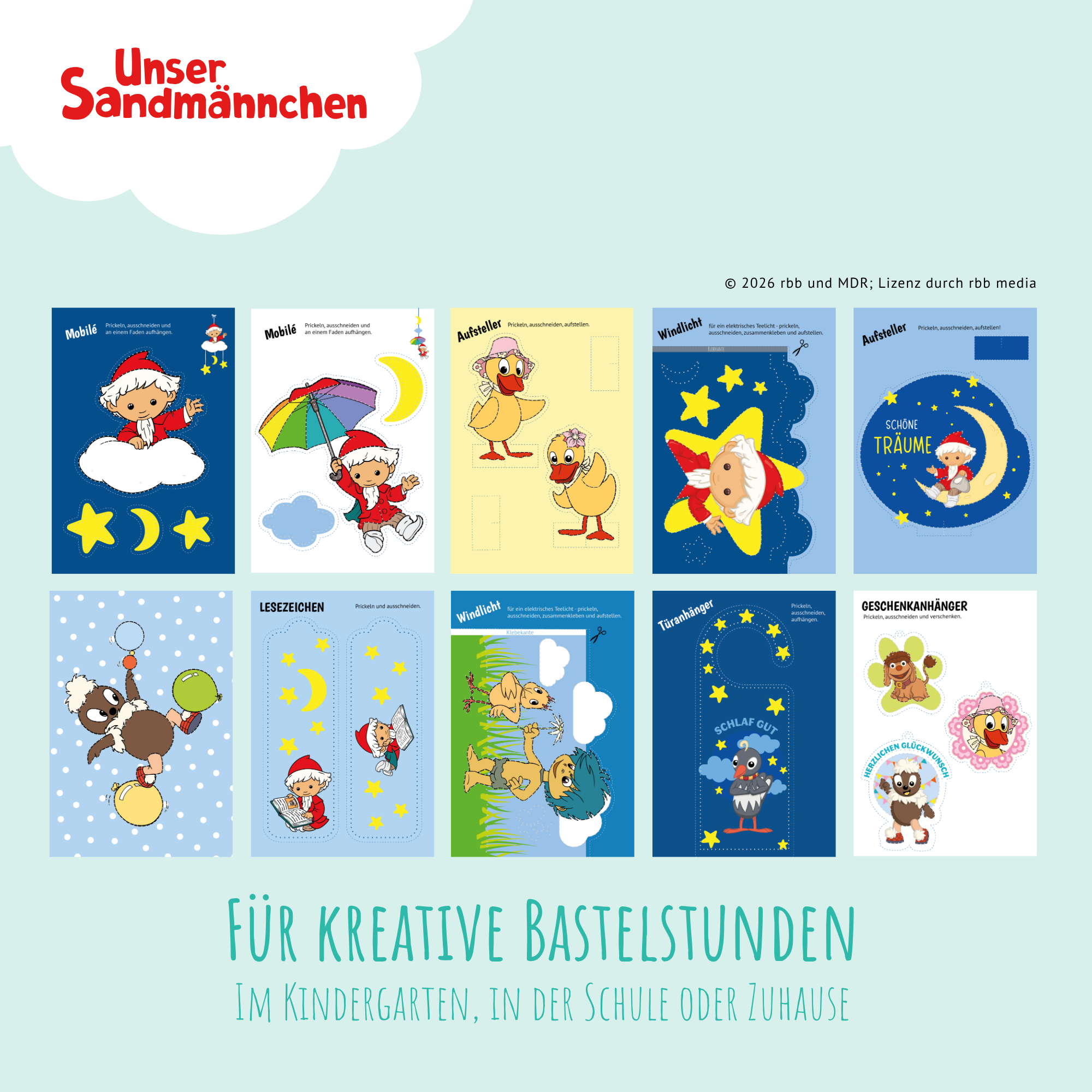Unser Sandmännchen - 10 Prickelvorlagen zum Basteln