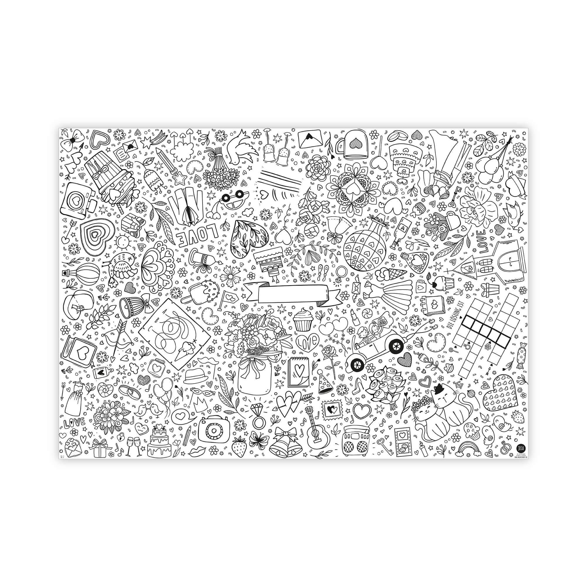 Ausmal - Tischdecke aus Papier "Hochzeit" Jeka - malmichbuntbest.com