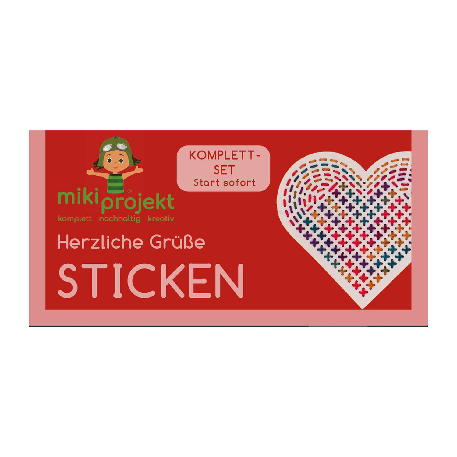 Bastelset Herz - Sticken für Kinder Mikiprojekt - malmichbuntbest.com