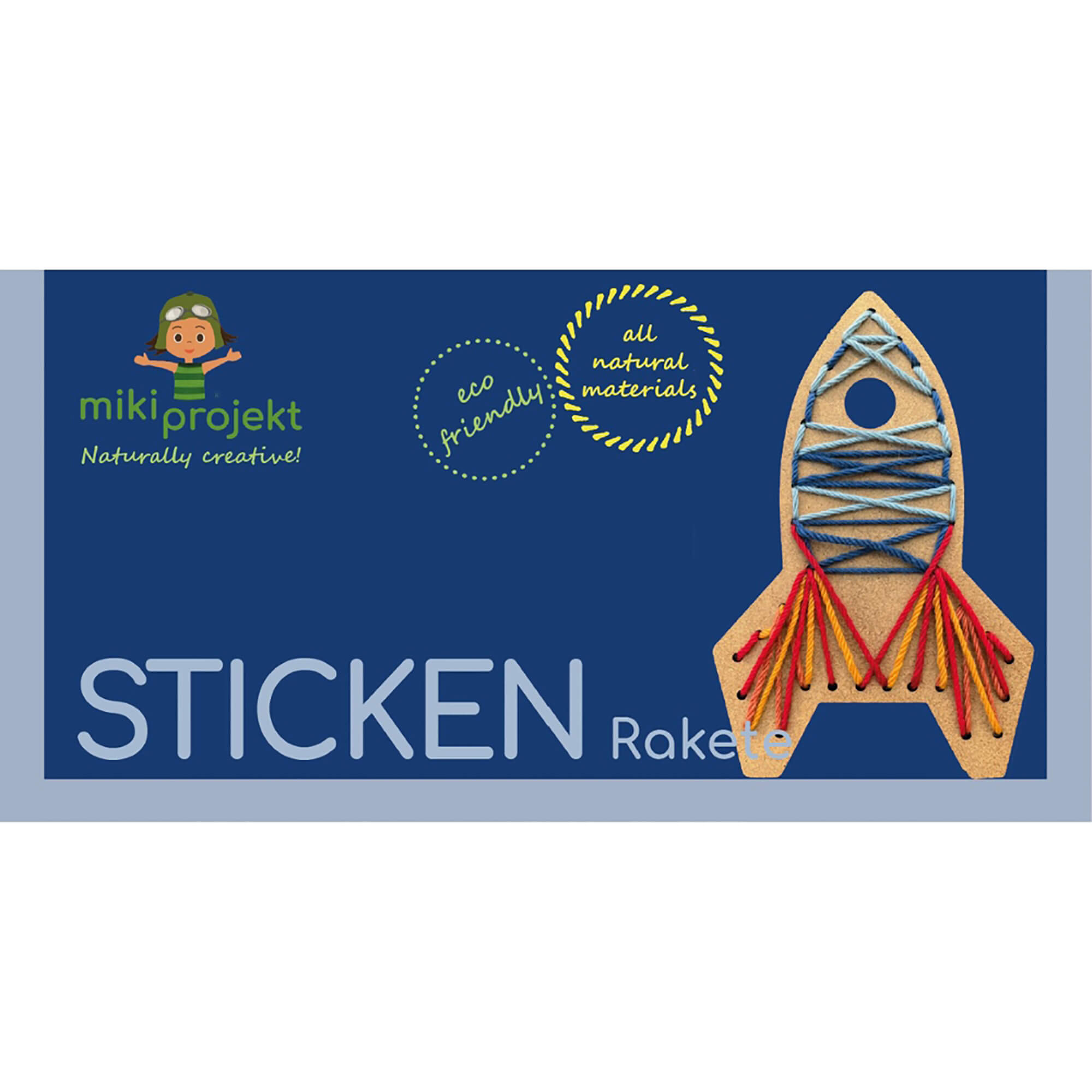 Bastelset Rakete - Sticken für Kinder Mikiprojekt - malmichbuntbest.com