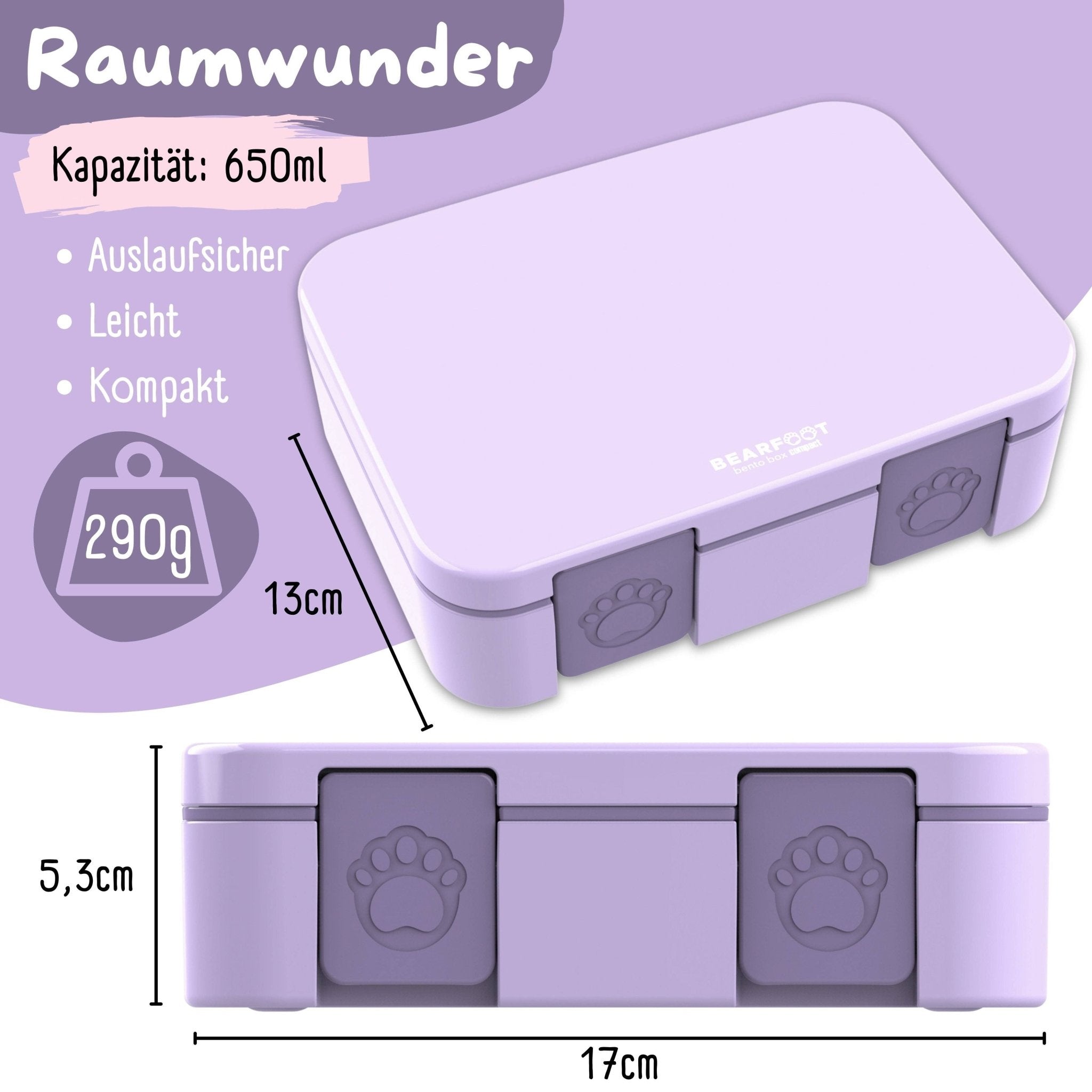 BEARFOOT Bento Box COMPACT - lila: 1.000ml BEARFOOT - malmichbuntbest.com