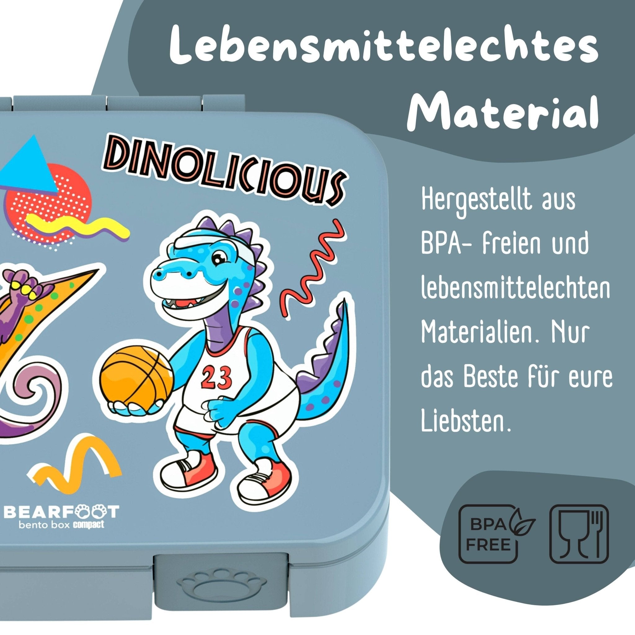 Bearfoot Bentobox Compact - Dinos blau - 1.000ml BEARFOOT - malmichbuntbest.com