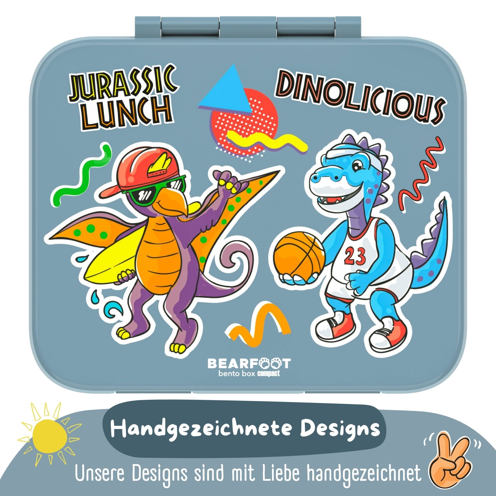 Bearfoot Bentobox Compact - Dinos blau - 1.000ml BEARFOOT - malmichbuntbest.com