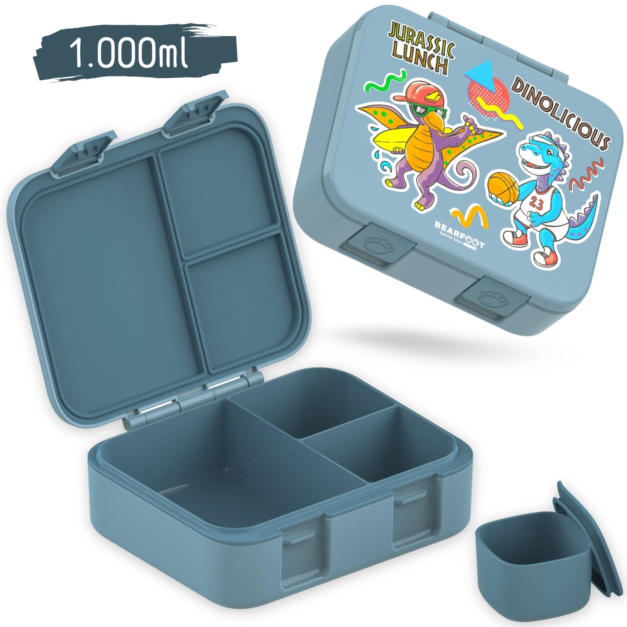 Bearfoot Bentobox Compact - Dinos blau - 1.000ml BEARFOOT - malmichbuntbest.com