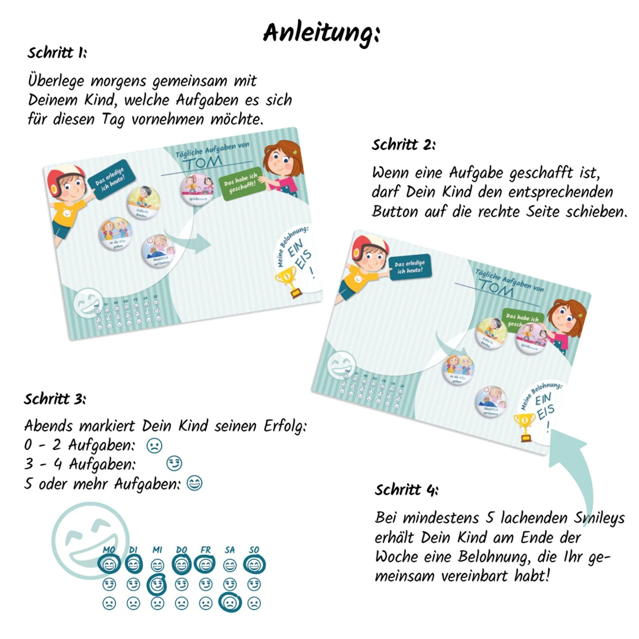 Belohnungstafel mit Magneten - Basis - Set Tagesablauf Papierdrachen - malmichbuntbest.com