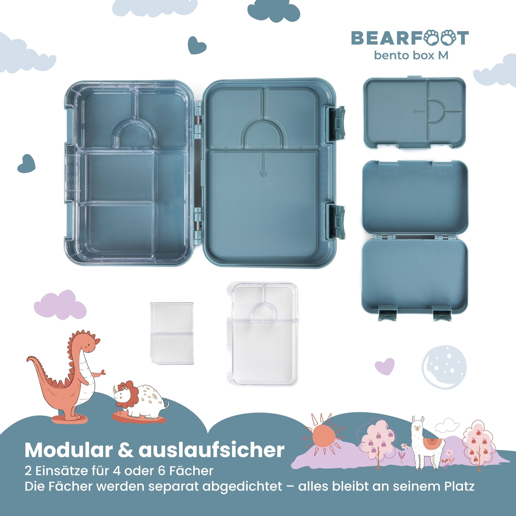 Brotdose Kinder mit Fächern, Lunchbox, Bento box - Bagger BEARFOOT - malmichbuntbest.com