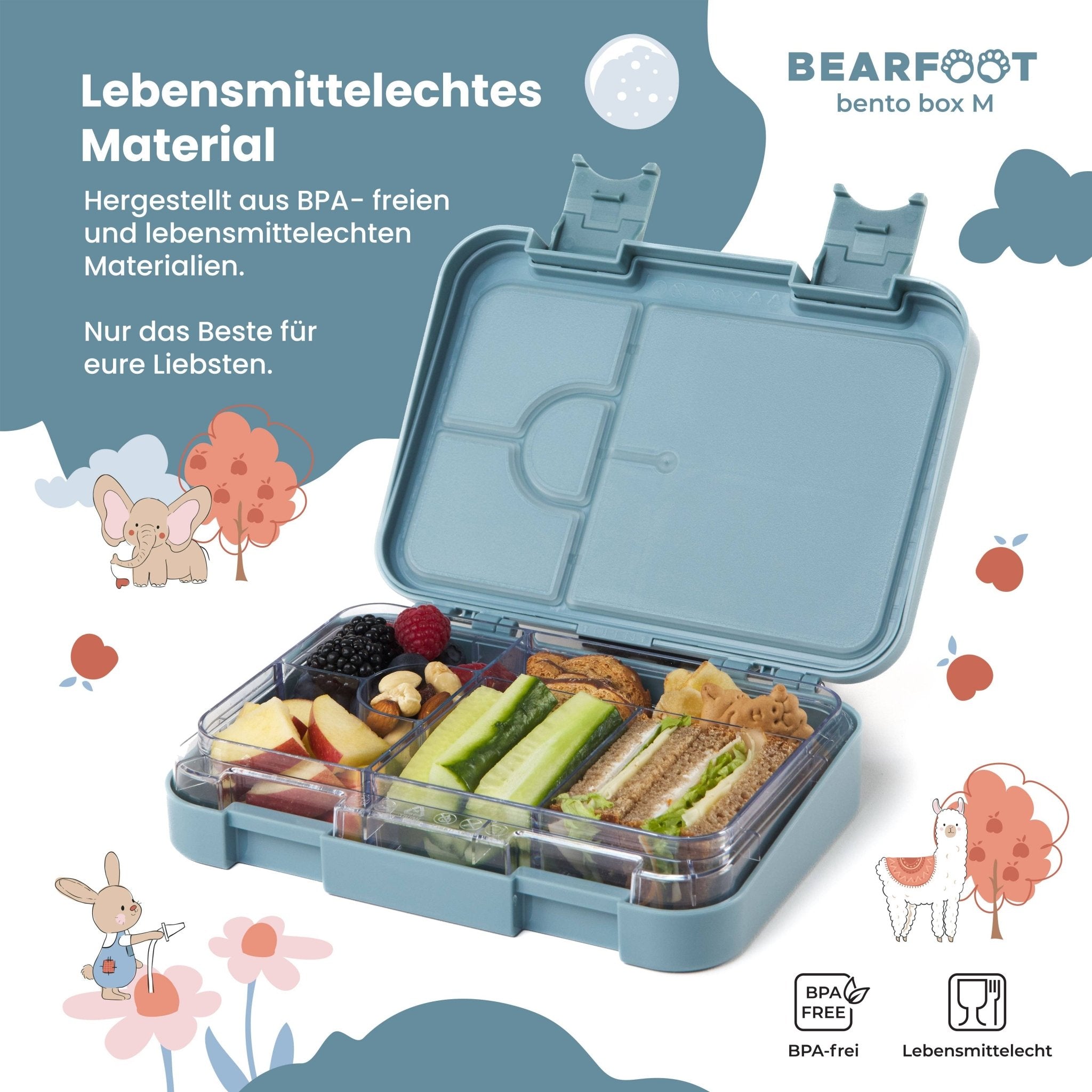 Brotdose Kinder mit Fächern, Lunchbox, Bento box - Bagger BEARFOOT - malmichbuntbest.com