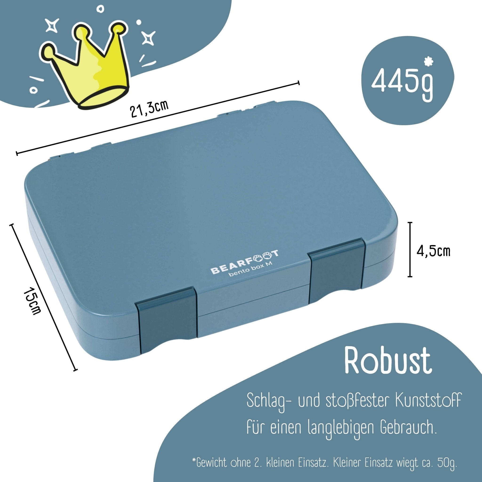 Brotdose Kinder mit Fächern, Lunchbox, Bento box - Blau BEARFOOT - malmichbuntbest.com