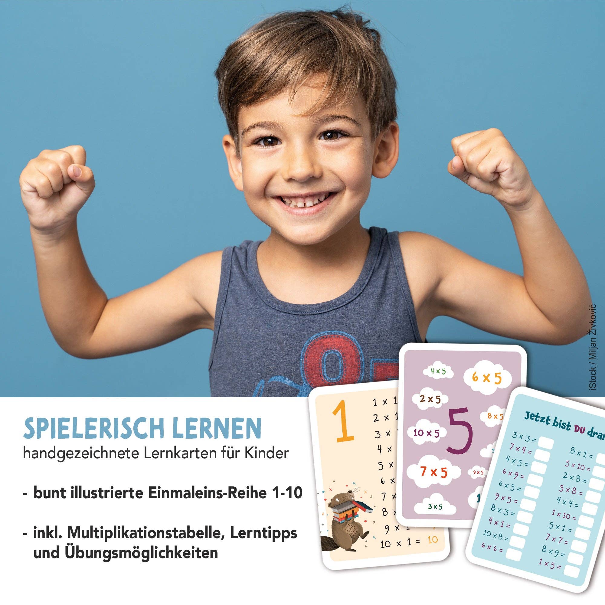 Das kleine Einmaleins – Lernkarten 1–10 für Kinder Rüsselfuchs - malmichbuntbest.com