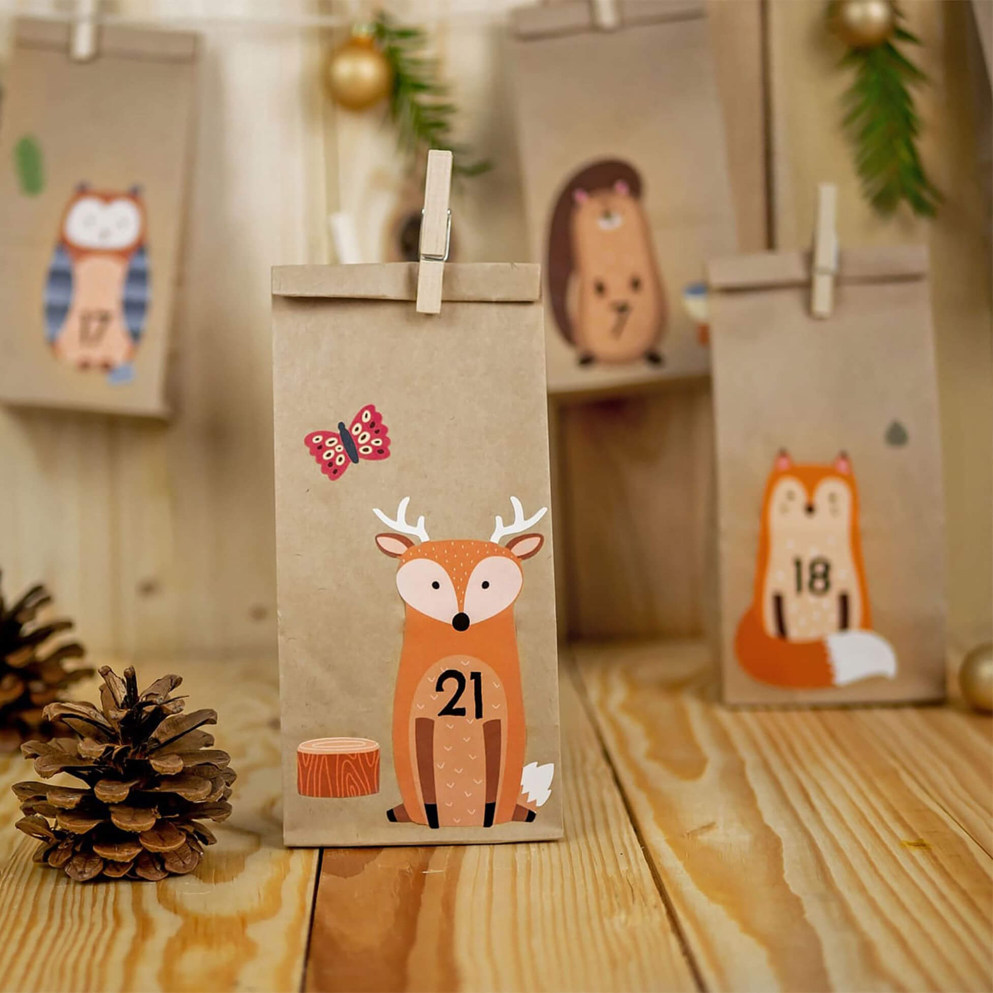 DIY Adventskalender zum Befüllen - Waldtiere malmichbuntbest.com - malmichbuntbest.com