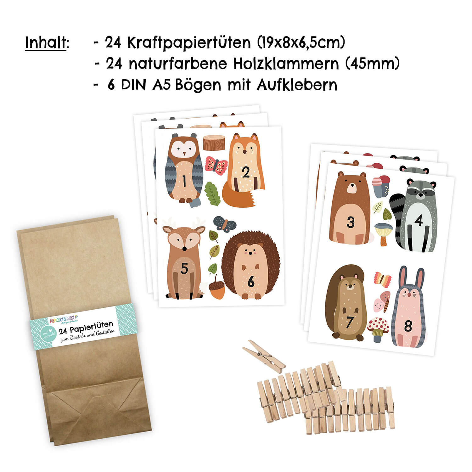 DIY Adventskalender zum Befüllen - Waldtiere malmichbuntbest.com - malmichbuntbest.com