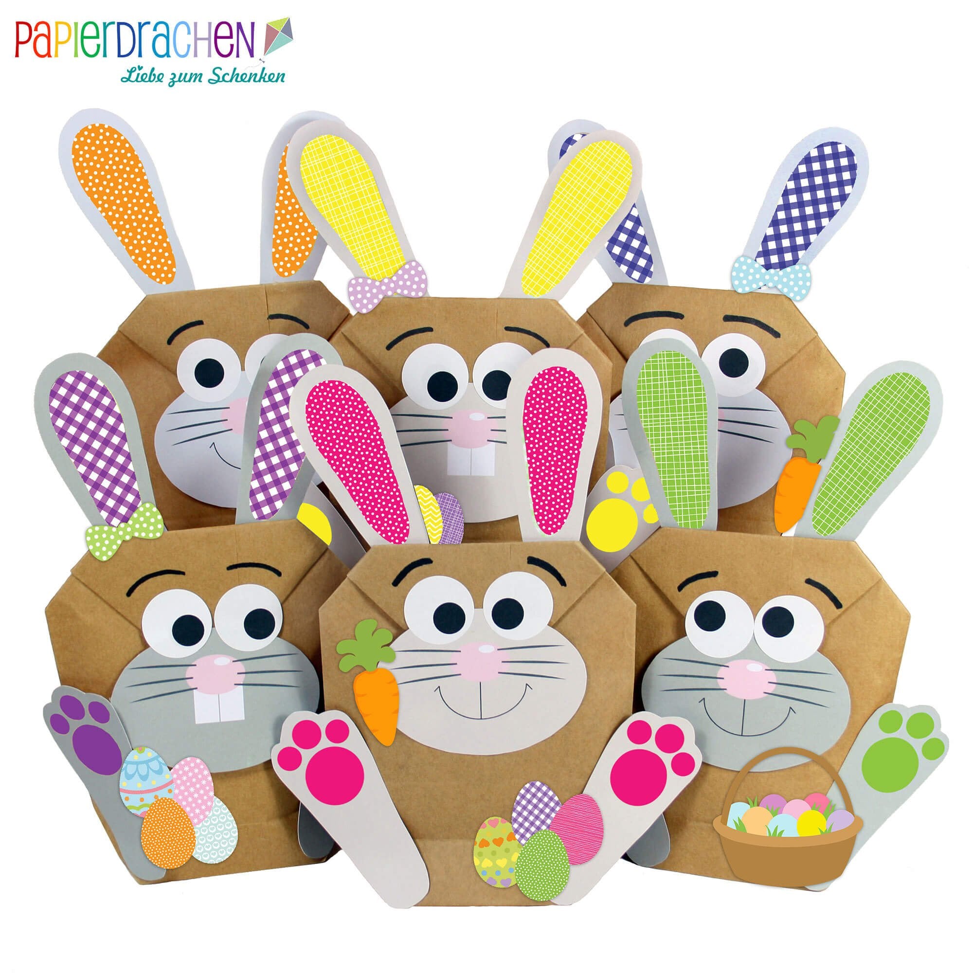 DIY Osterhasen zum Basteln Papierdrachen - malmichbuntbest.com
