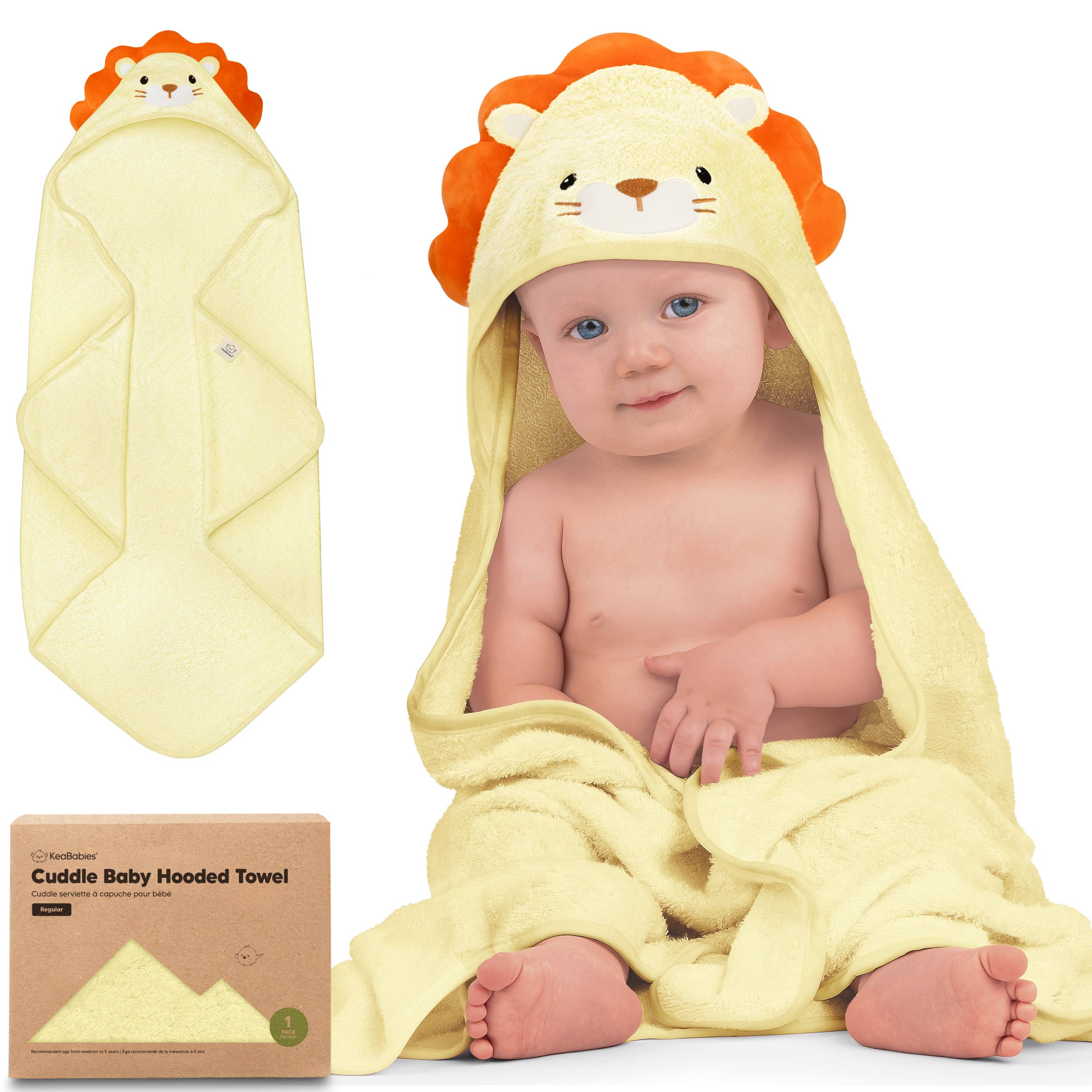 KeaBabies Cuddle Baby-Handtuch mit Kapuze: Löwe