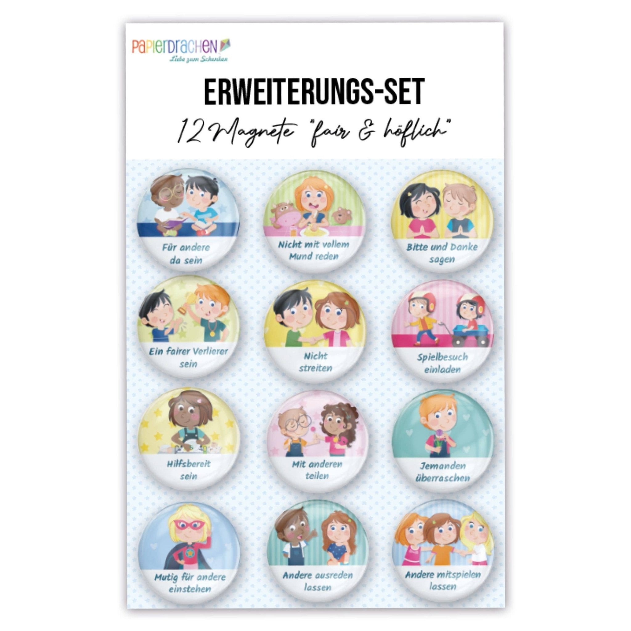 Erweiterungs - Set für Magnettafel "Fair und höflich" Papierdrachen - malmichbuntbest.com