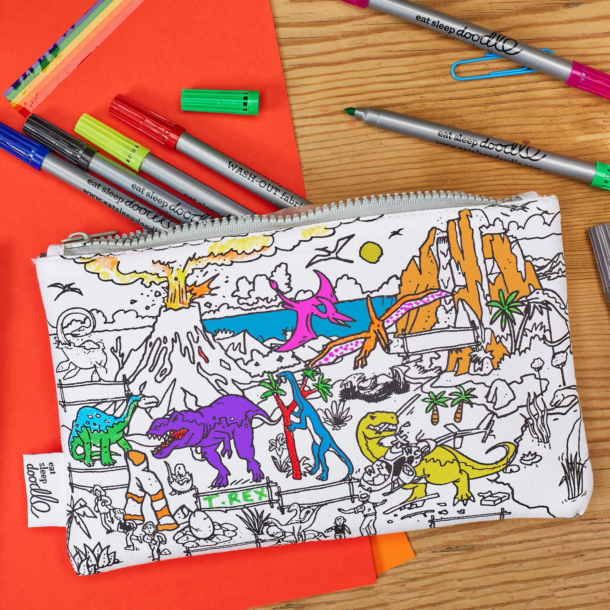 Federmappe zum Ausmalen Dinosaurier EatSleepDoddle - malmichbuntbest.com