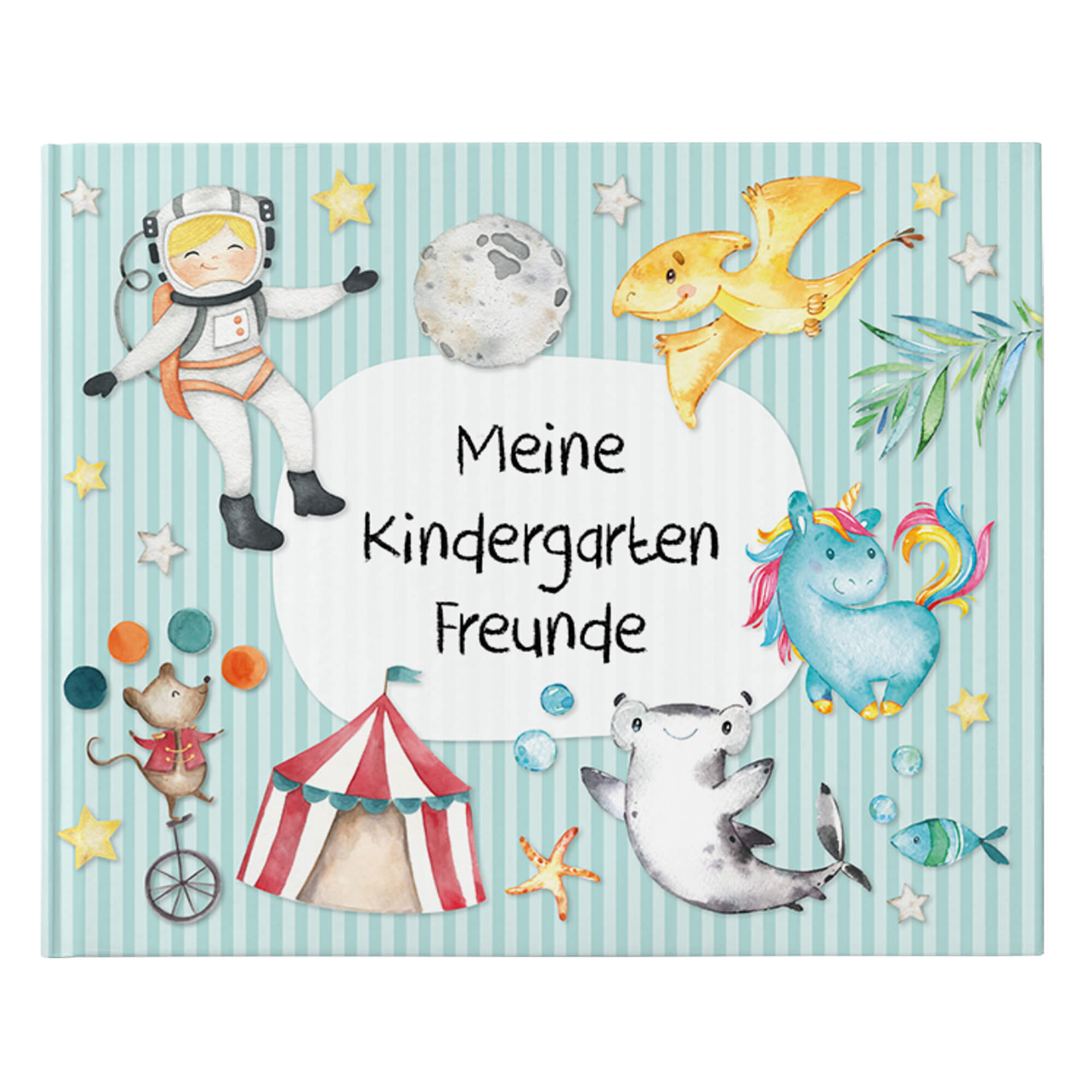 Freundebuch Kindergarten - Türkis Papierdrachen - malmichbuntbest.com