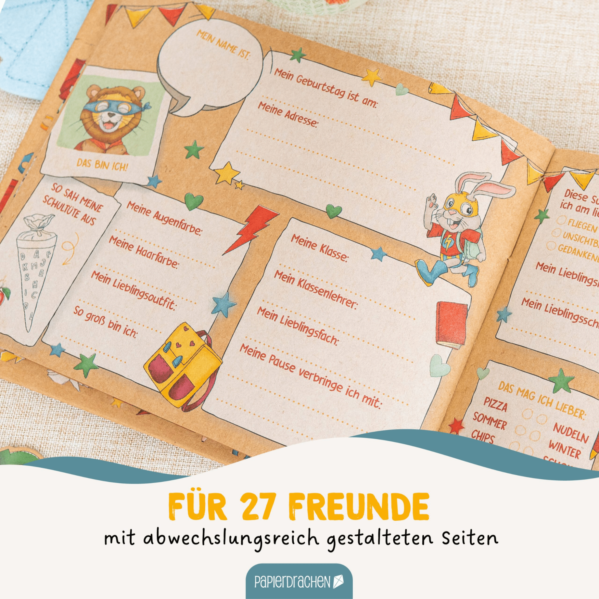 Freundebuch - meine Superfreunde Papierdrachen - malmichbuntbest.com