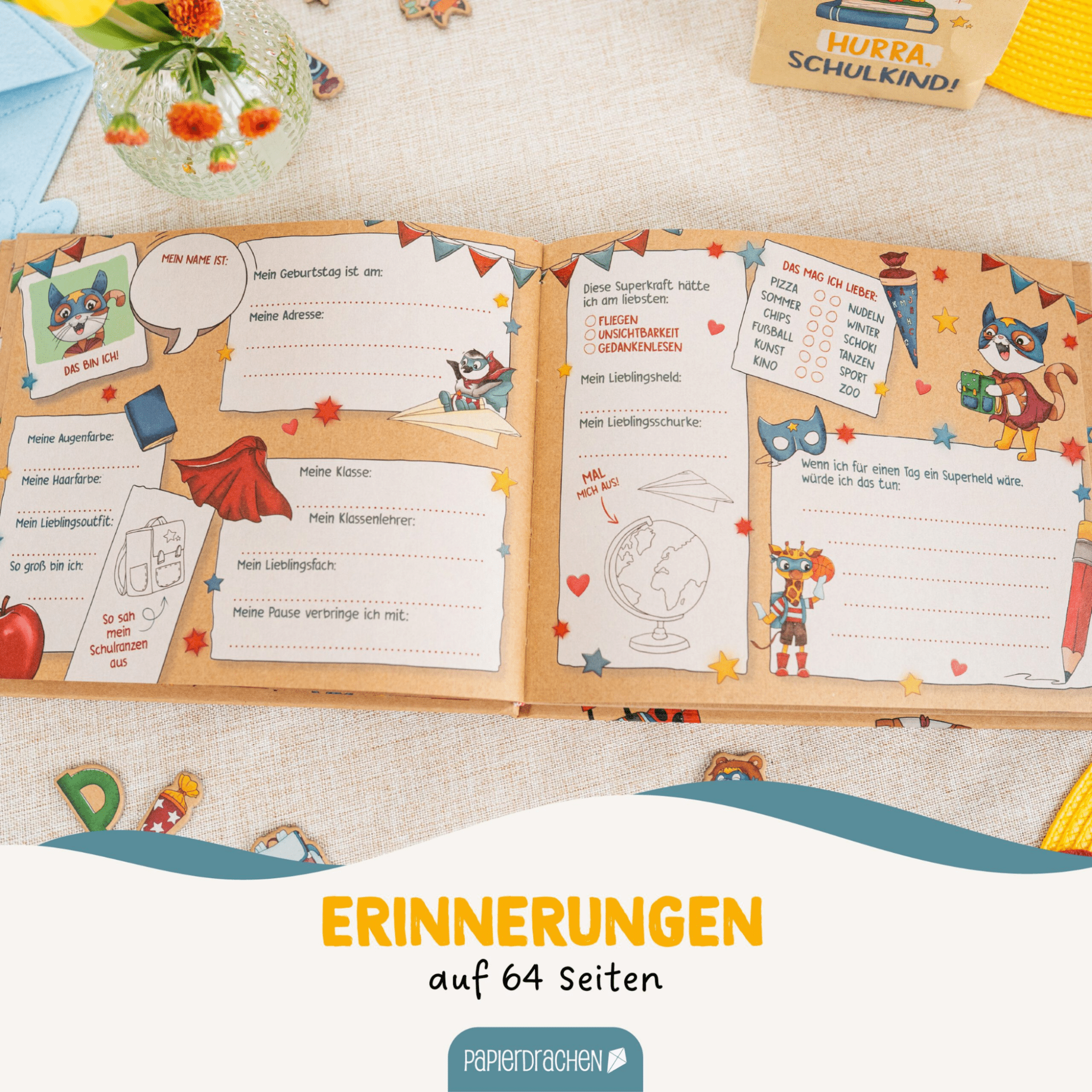 Freundebuch - meine Superfreunde Papierdrachen - malmichbuntbest.com
