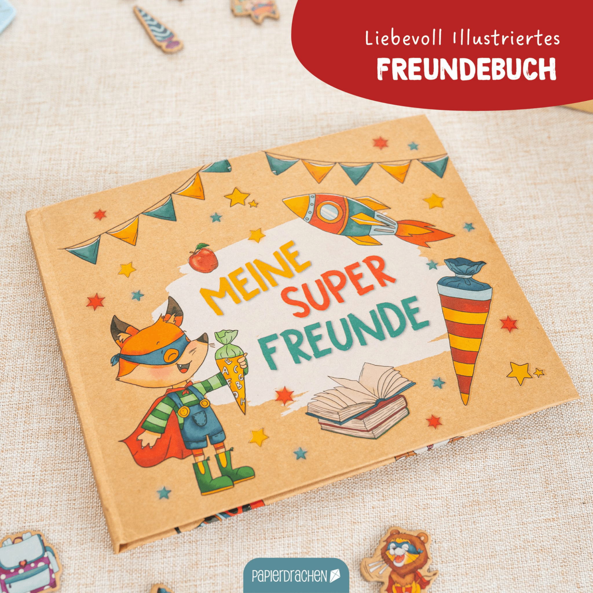 Freundebuch - meine Superfreunde Papierdrachen - malmichbuntbest.com