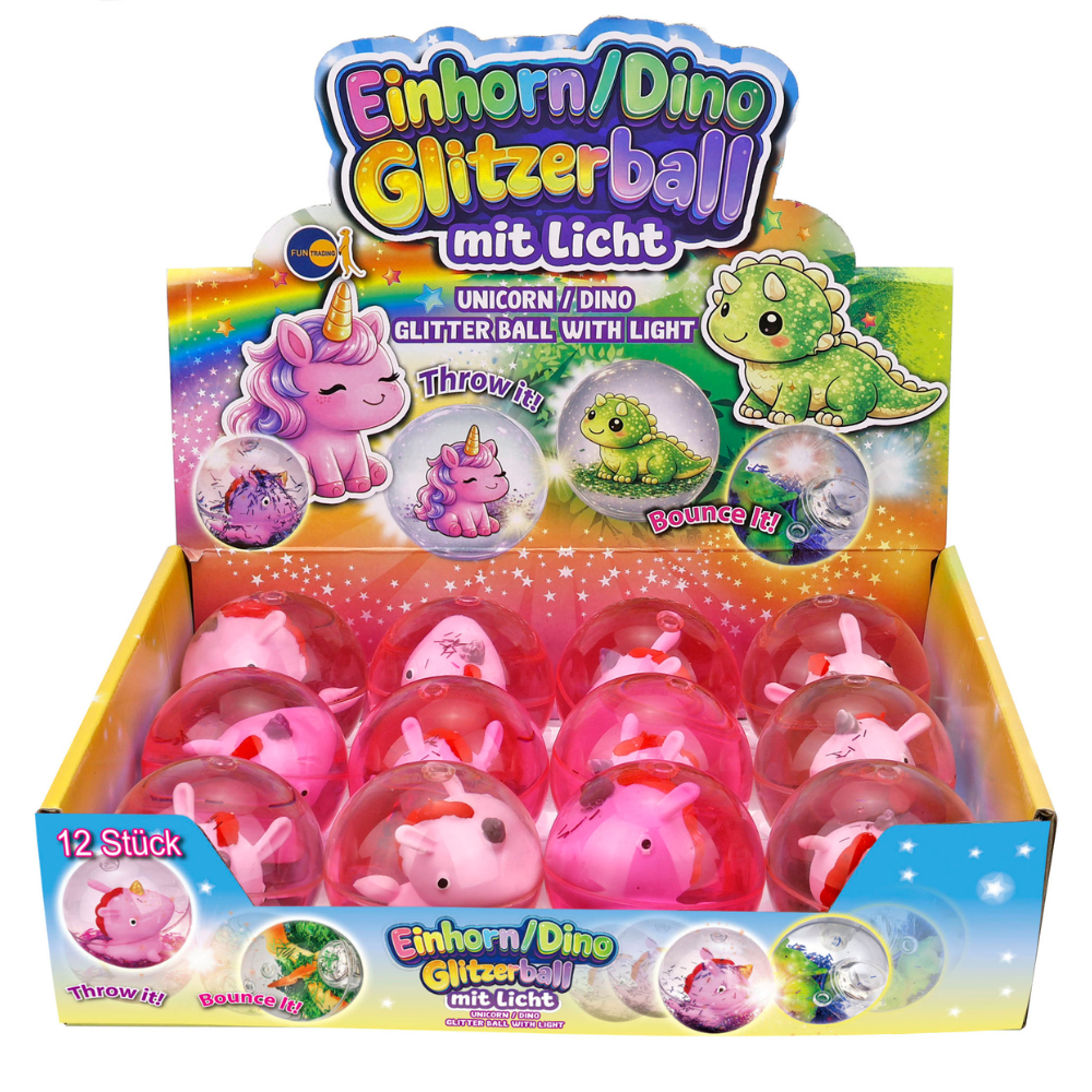 Glitzerball - Flummi mit Licht - Einhorn