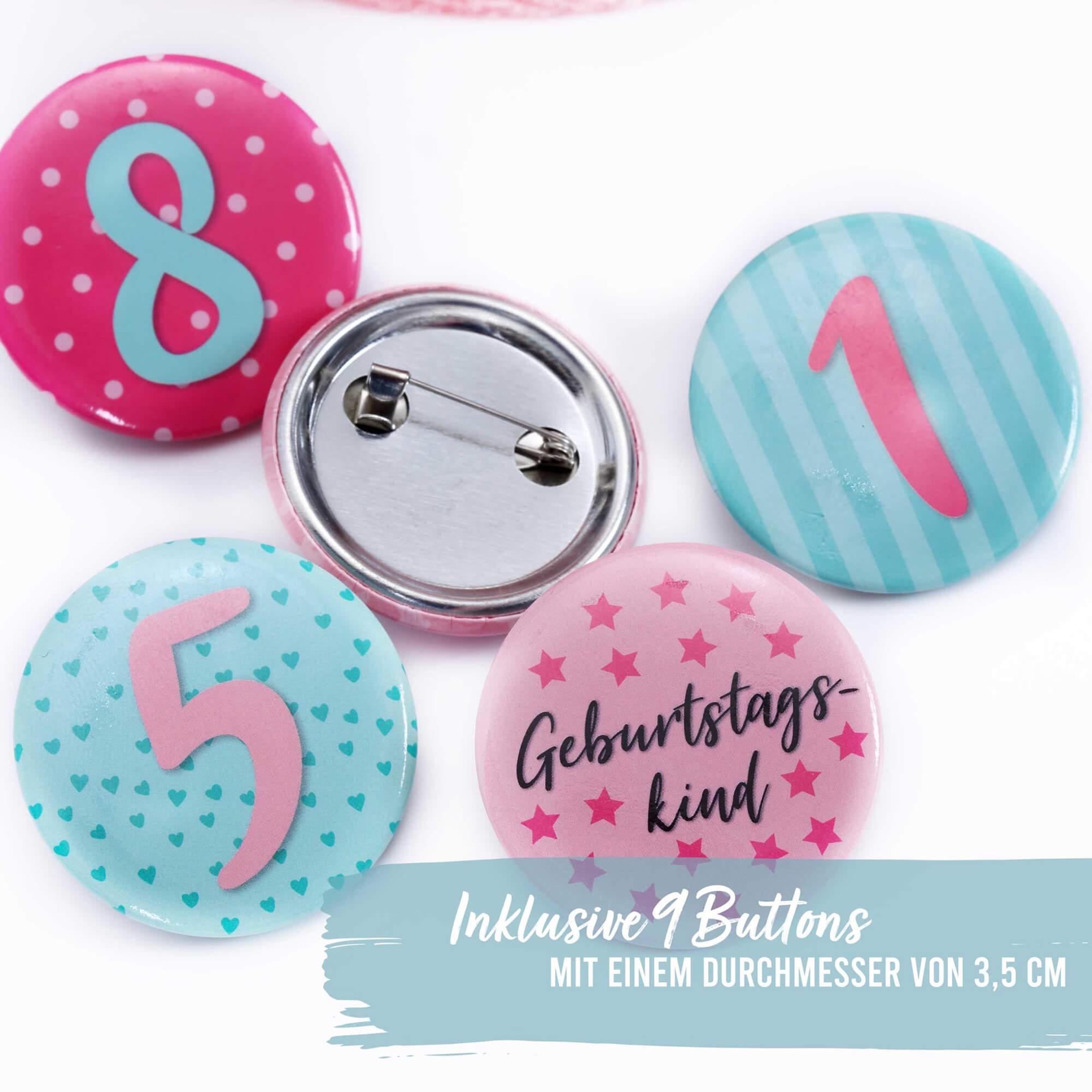 Geburtstagskrone mit Buttons - Rosa Papierdrachen - malmichbuntbest.com