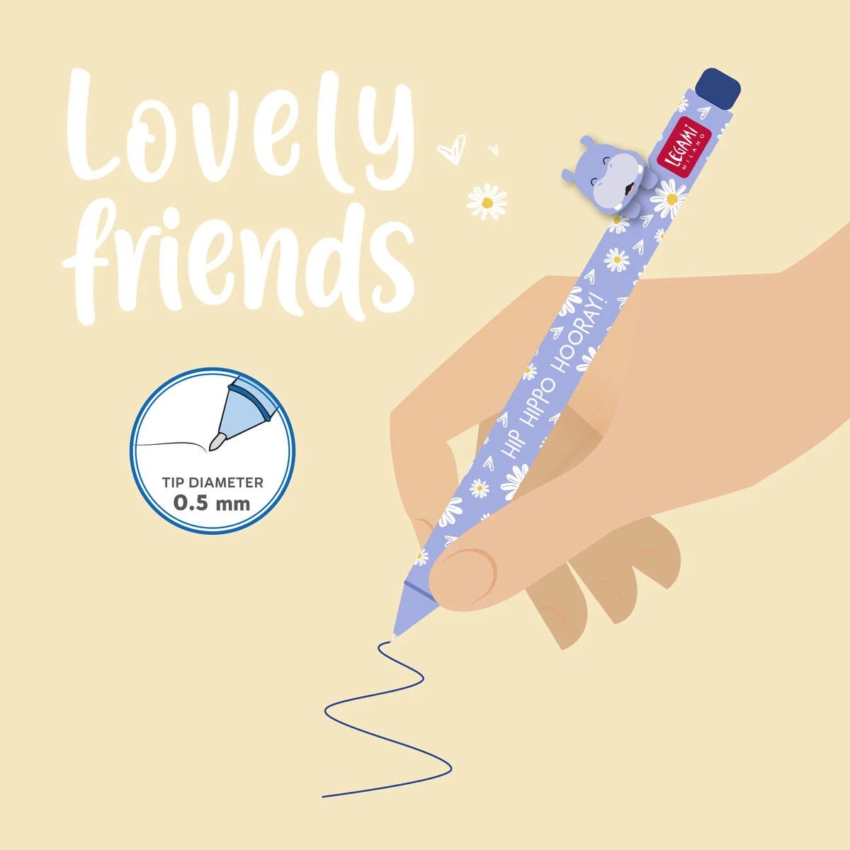 Gelstift Lovely Friends - Hippo Legami - malmichbuntbest.com