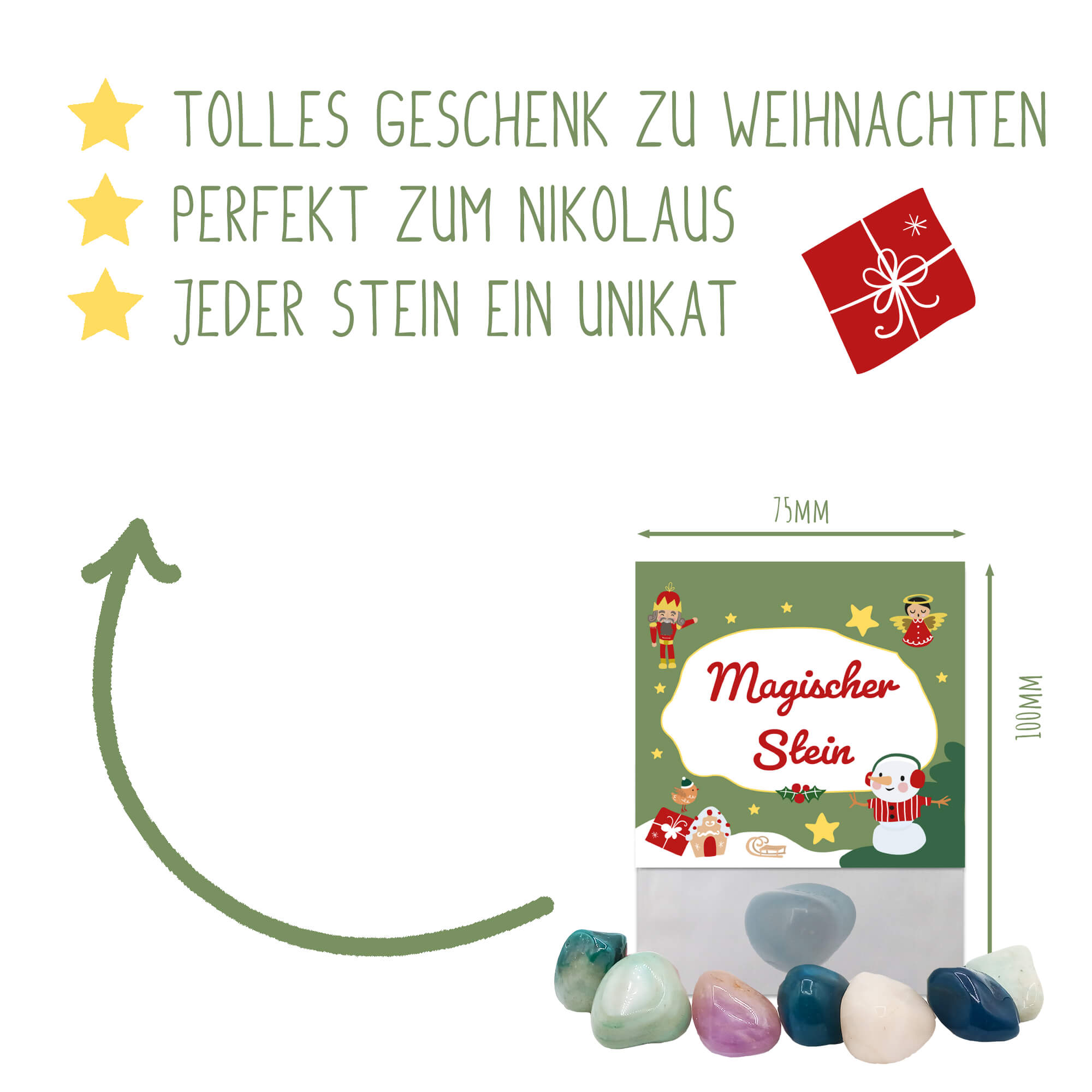 Glücksstein Weihnachten (Grün) Jeka - malmichbuntbest.com